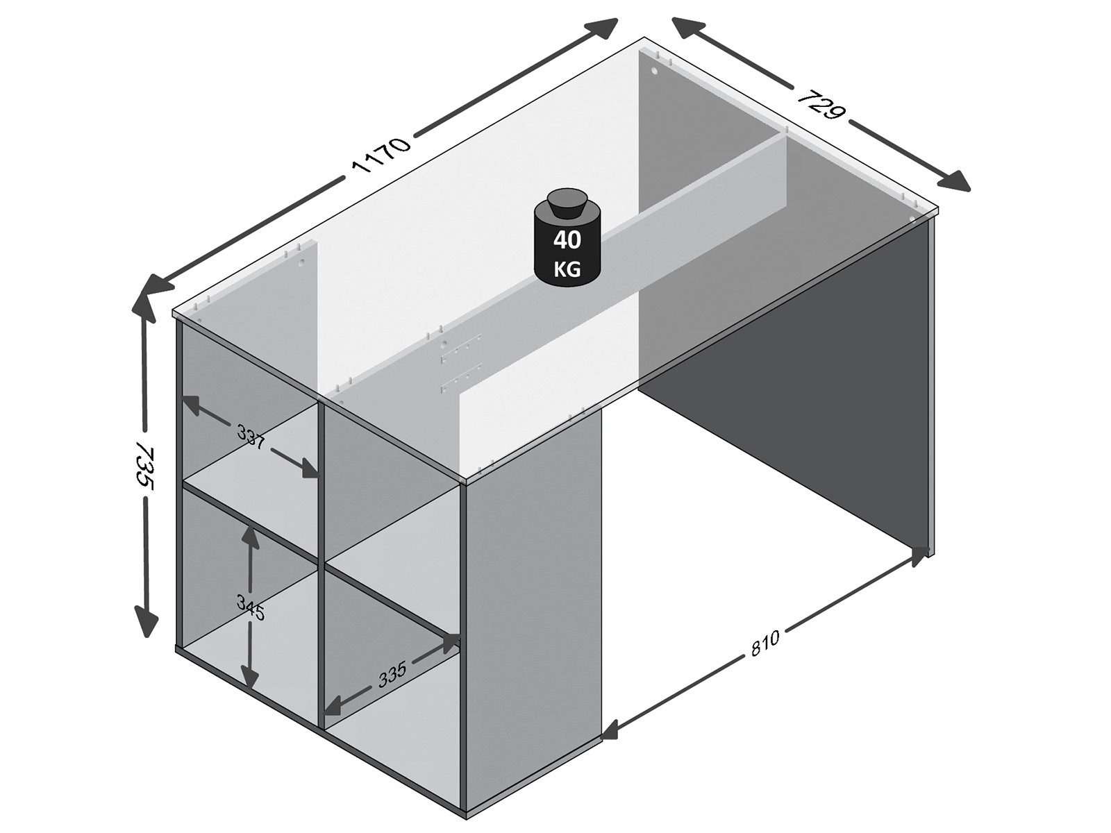 FMD Möbel Schreibtisch 117 x 75 x 73 cm (B/H/T)