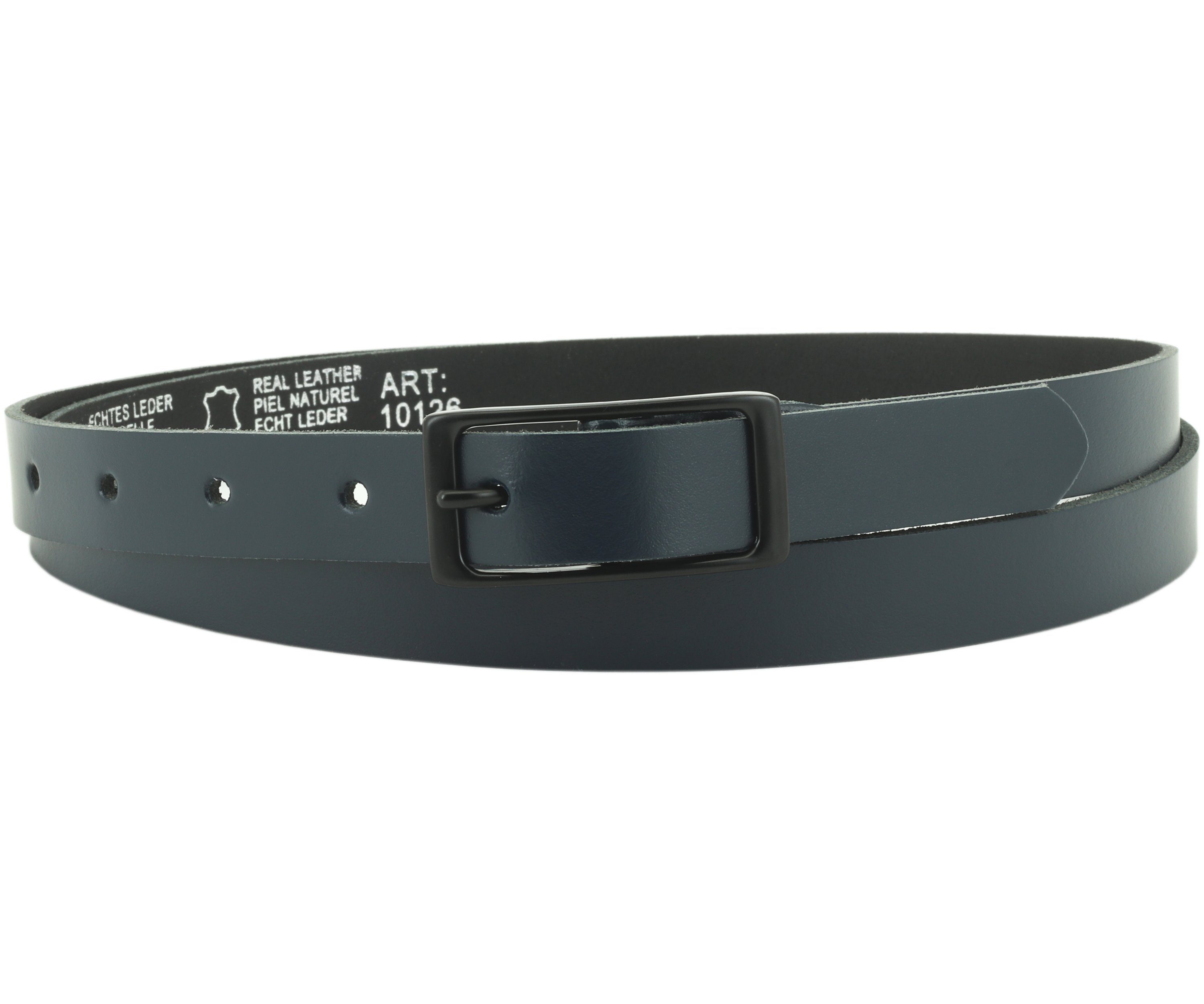 COLOGNEBELT Ledergürtel A3-SL 2 cm Dunkelblauer Ledergürtel im klassischen Design, mit schwarzer eckiger Gürtelschnalle