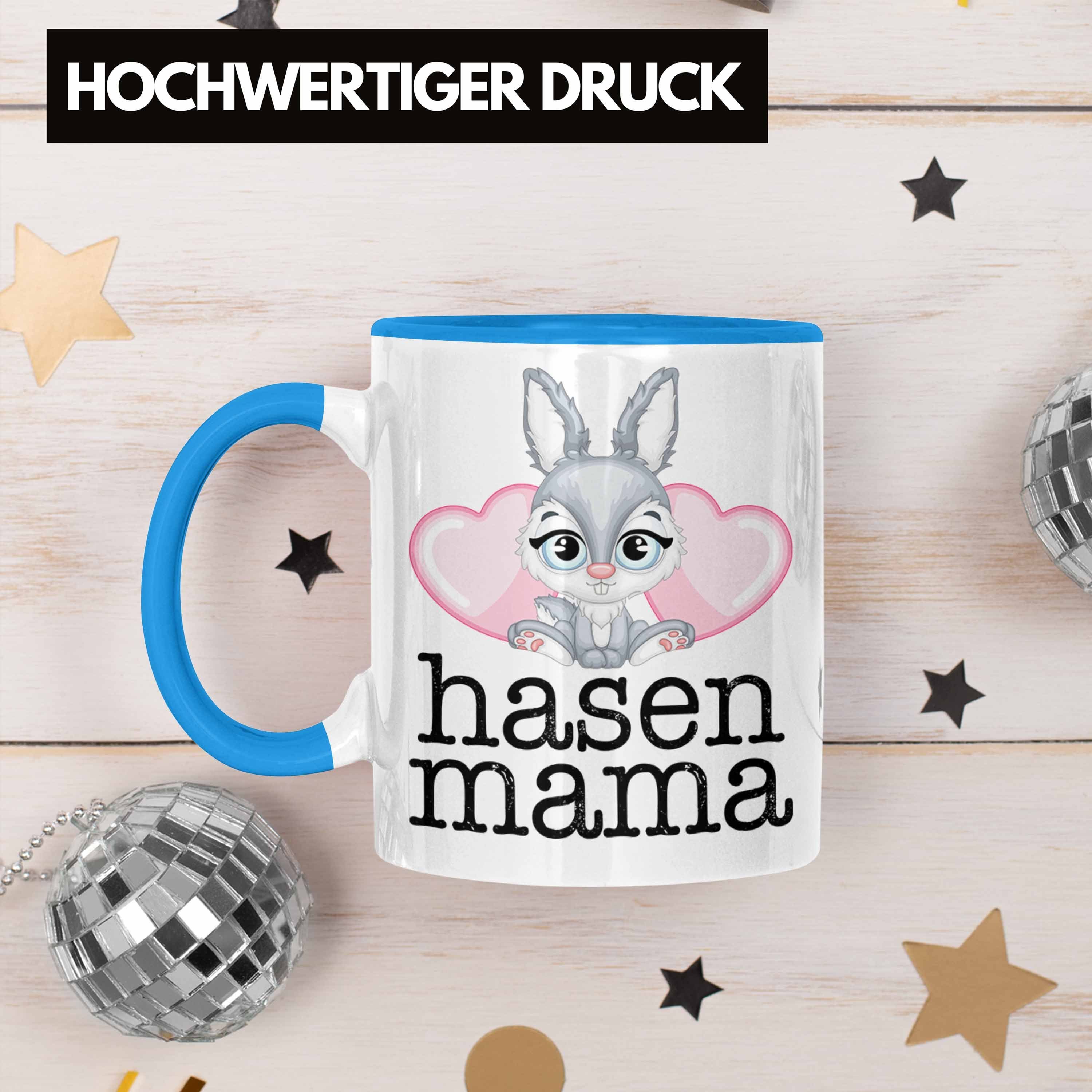 Mama Hasen Hasen Tasse Trendation Hasen-Besitzer Kinder Kaninchen Geschenk Blau Tasse