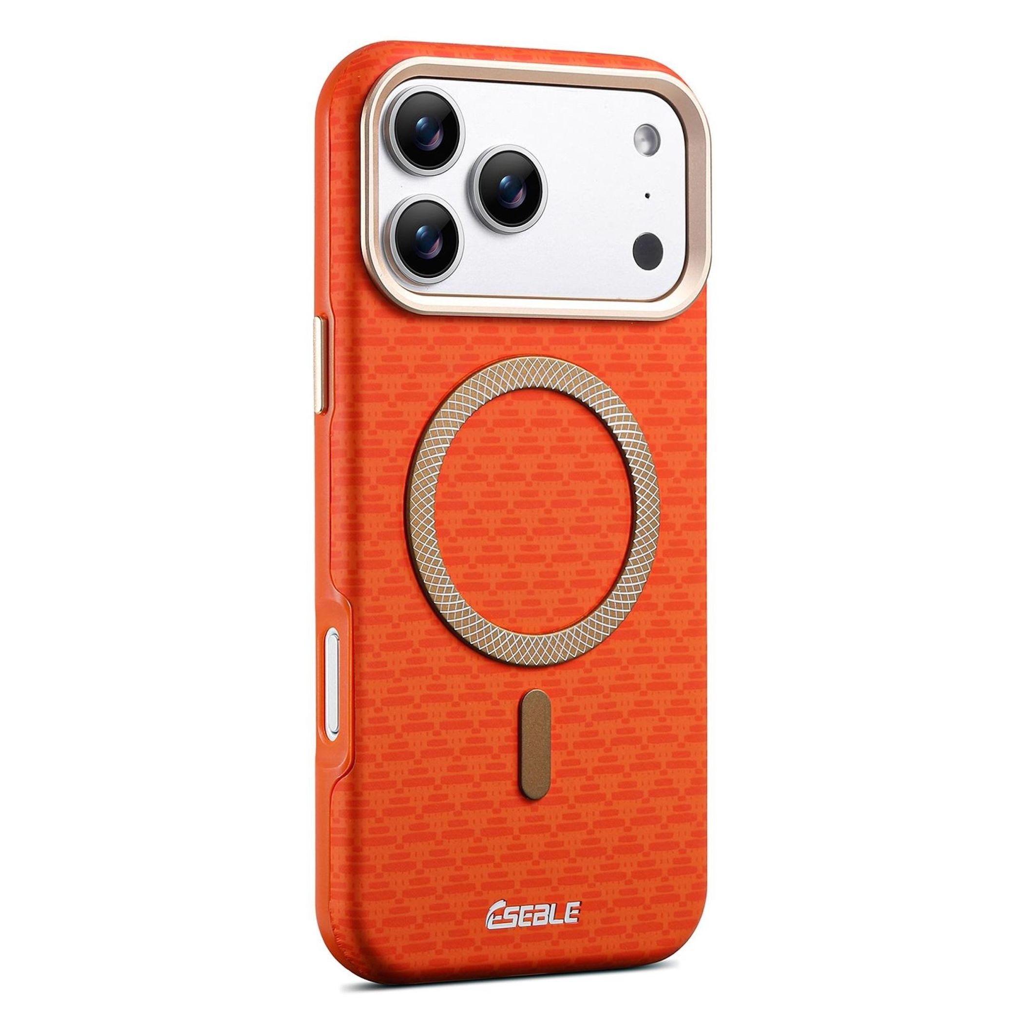 Wigento Handyhülle Für Apple iPhone 17 Pro ESEBLE Kunstleder TPU Magnet Hülle Orange, Magnetfunktion, Metall Kameraschutz