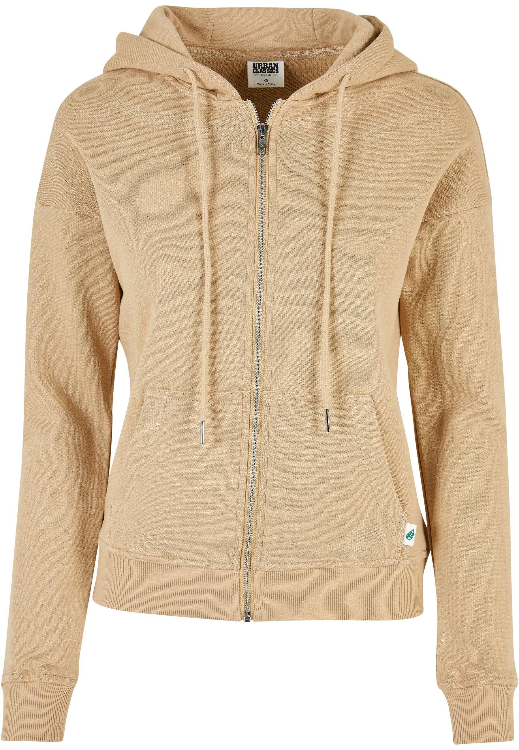 URBAN CLASSICS Sweatjacke Organic Terry unionbeige Zip Ladies Damen (1-tlg) Hoody