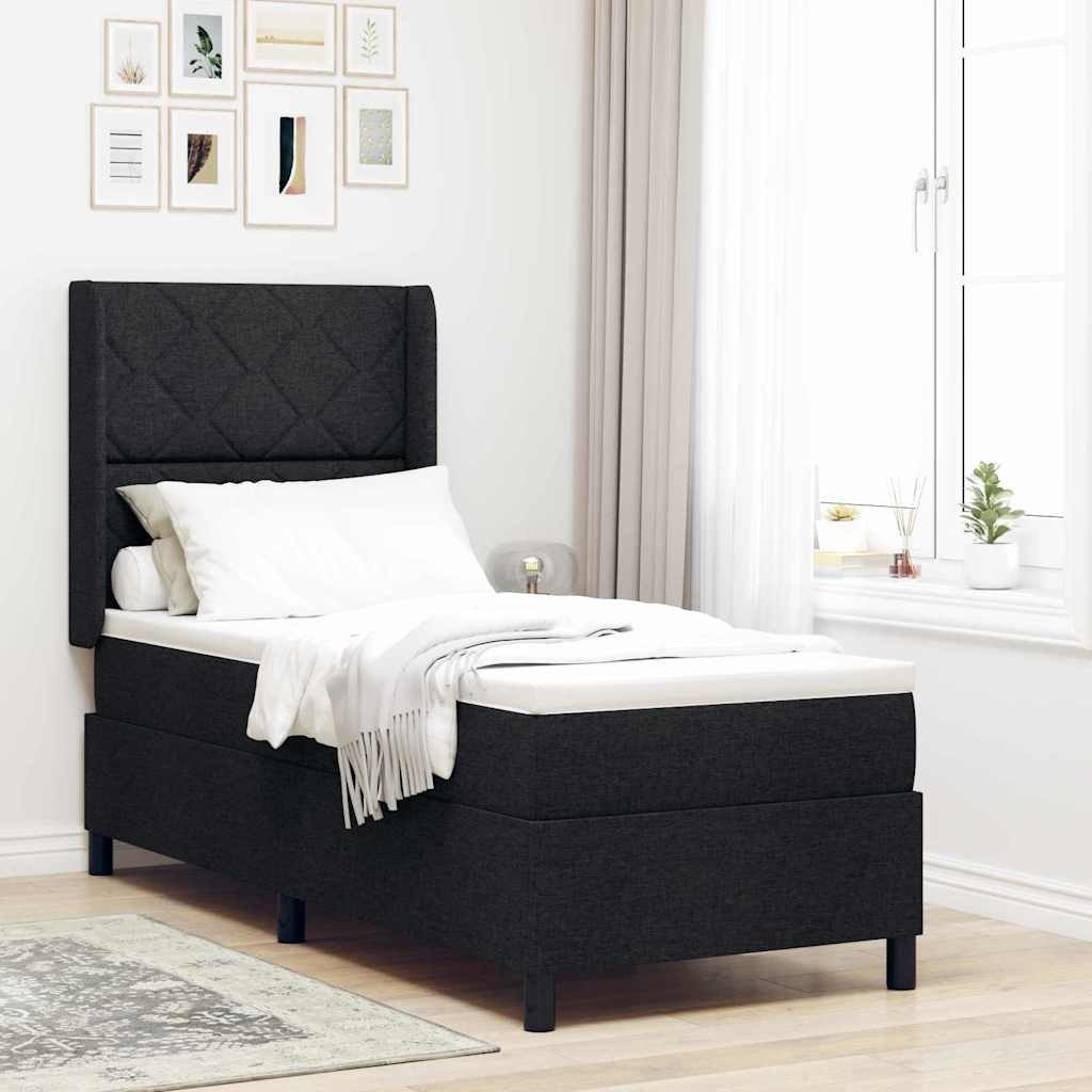 furnicato Bett 203 x 80 x 128 cm Schwarz Massivholz höhenverstellbar (1-tlg), Höhenverstellbares Einzelbett mit Taschenfederkernmatratze