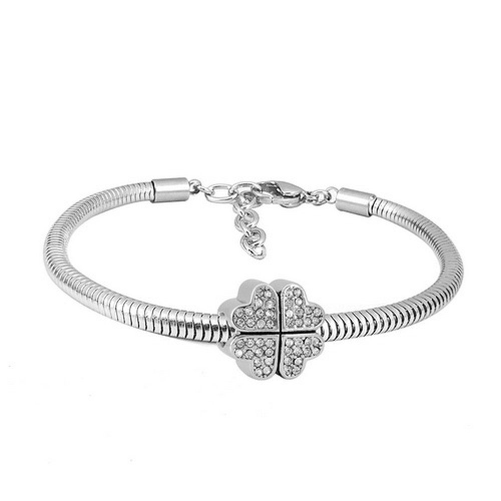 Armband Armband Schlangenkette Kleeblatt-Anhänger Kristall Silber Damen