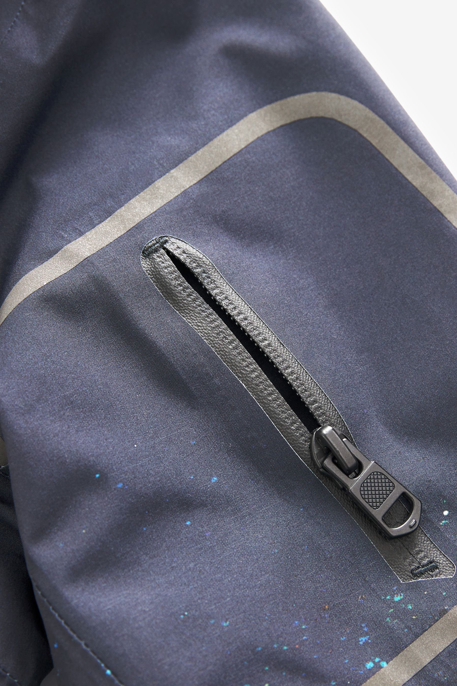 Next Parka Wasserabweisender Mantel mit Fleecefutter Navy Print (1-St) Blue