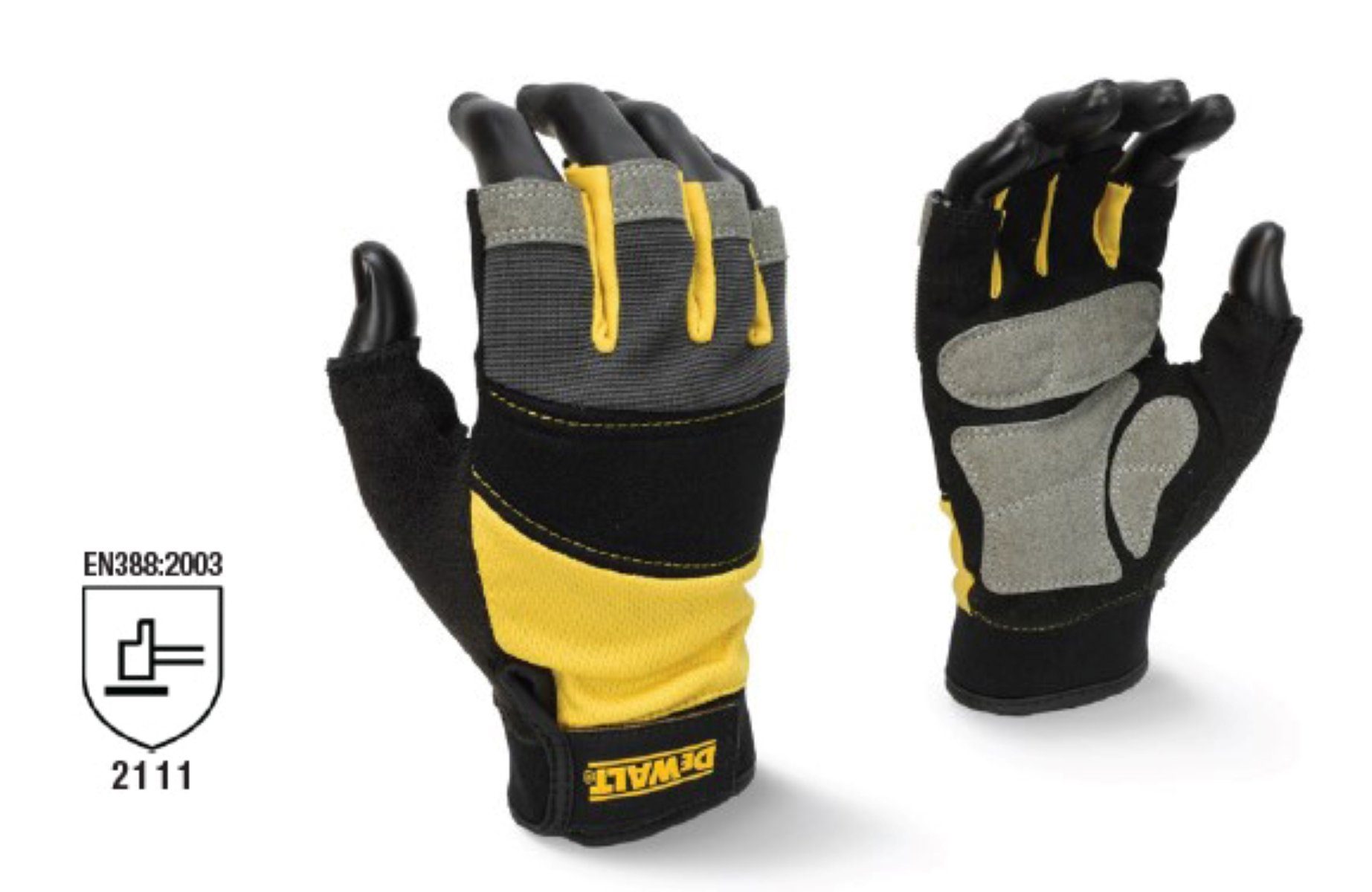 DeWalt Montage-Handschuhe DPG213LEU Arbeitshandschuh L Polyester (Nr. Größe aus fingerlos 10)