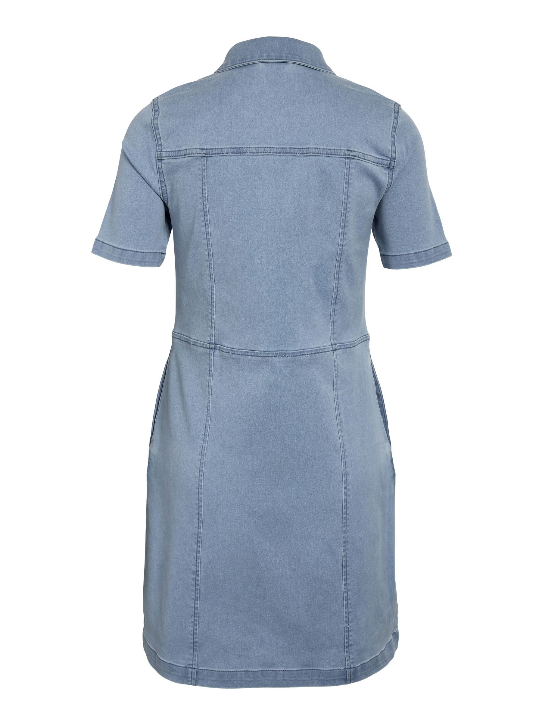 Noisy may Shirtkleid Button-Down mit kurzen Ärmeln und vertikalen Nähten (mini) NMNISA S/S SLIM DENIM DRESS VI533LB NOOS