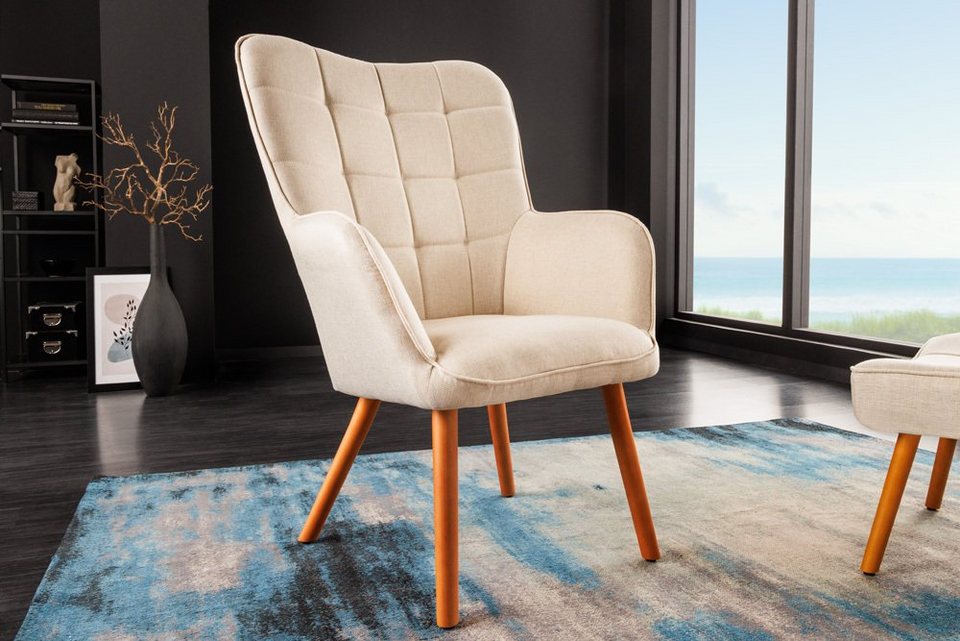 riess-ambiente Sessel SCANDINAVIA beige / natur (Einzelartikel, 1-St),  Wohnzimmer · Stoffbezug · Massivholz · Relax