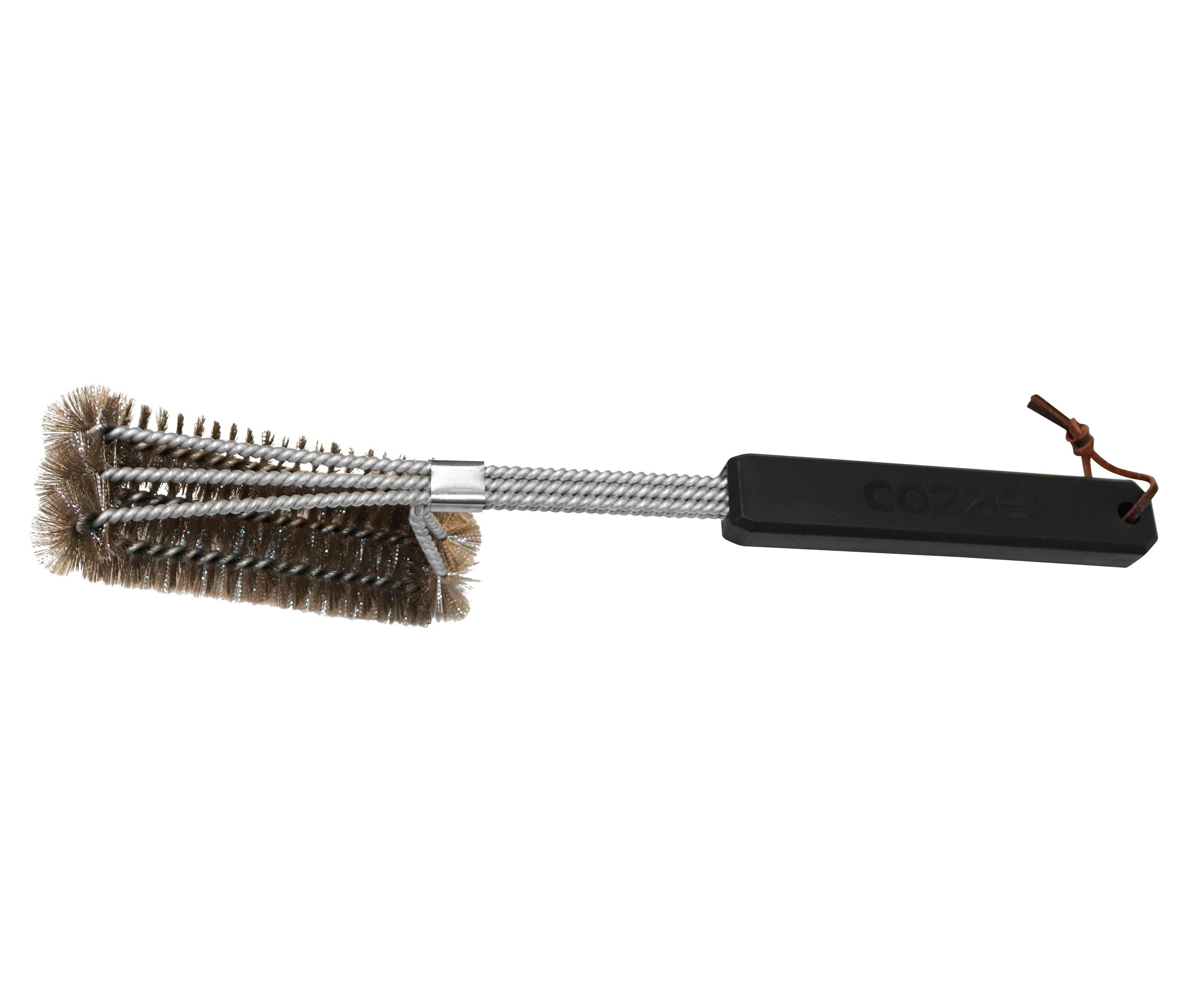 COZZE Grillbesteck-Set Stahlbürste, Grillbürste mit Edelstahlborsten, 40 x 7 x 6 cm, reinigt auch hartnäckigen Schmutz von Grillrosten