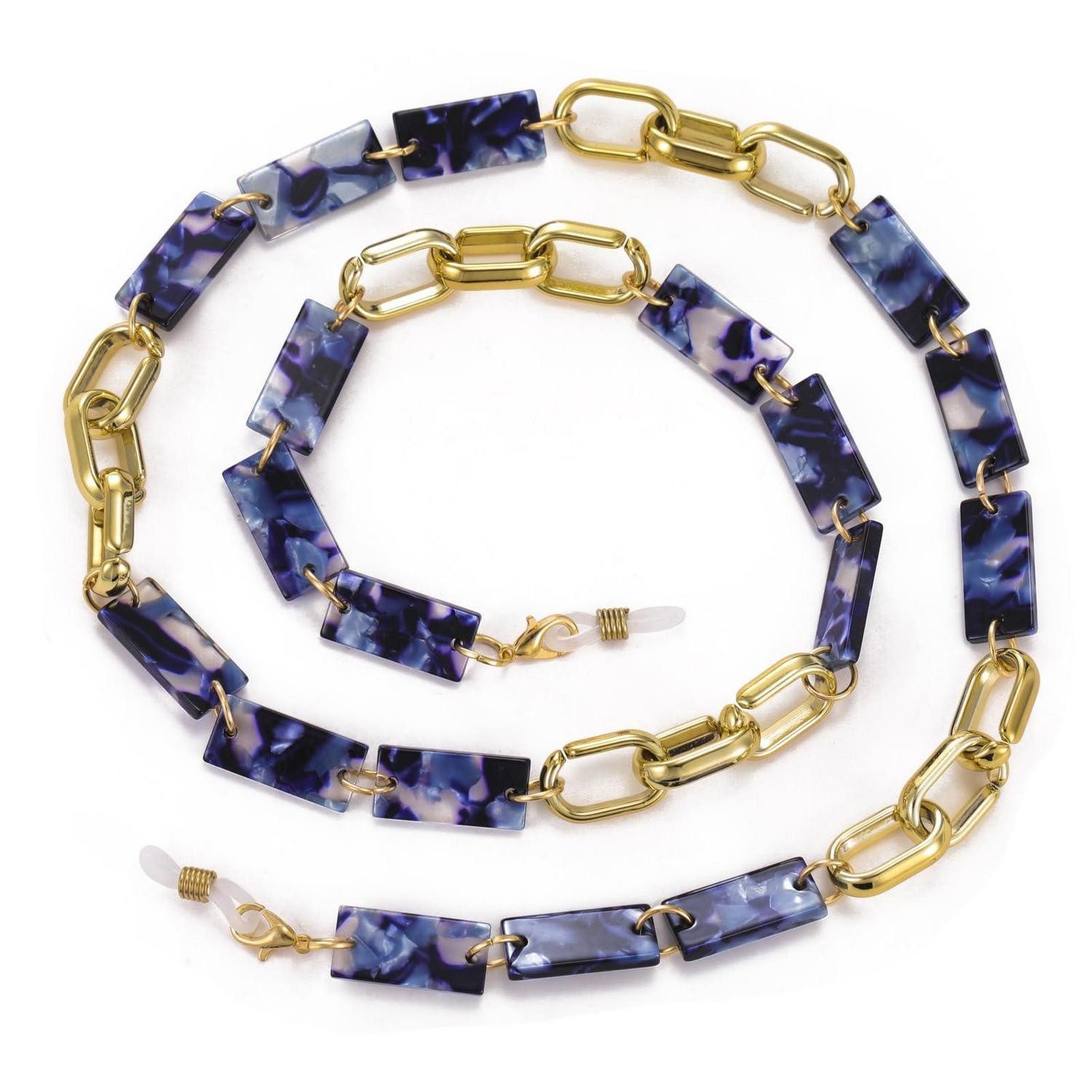 LuxusKollektion Brillenkette Brillenkette Acryl verstellbar blau 29.13 Zoll