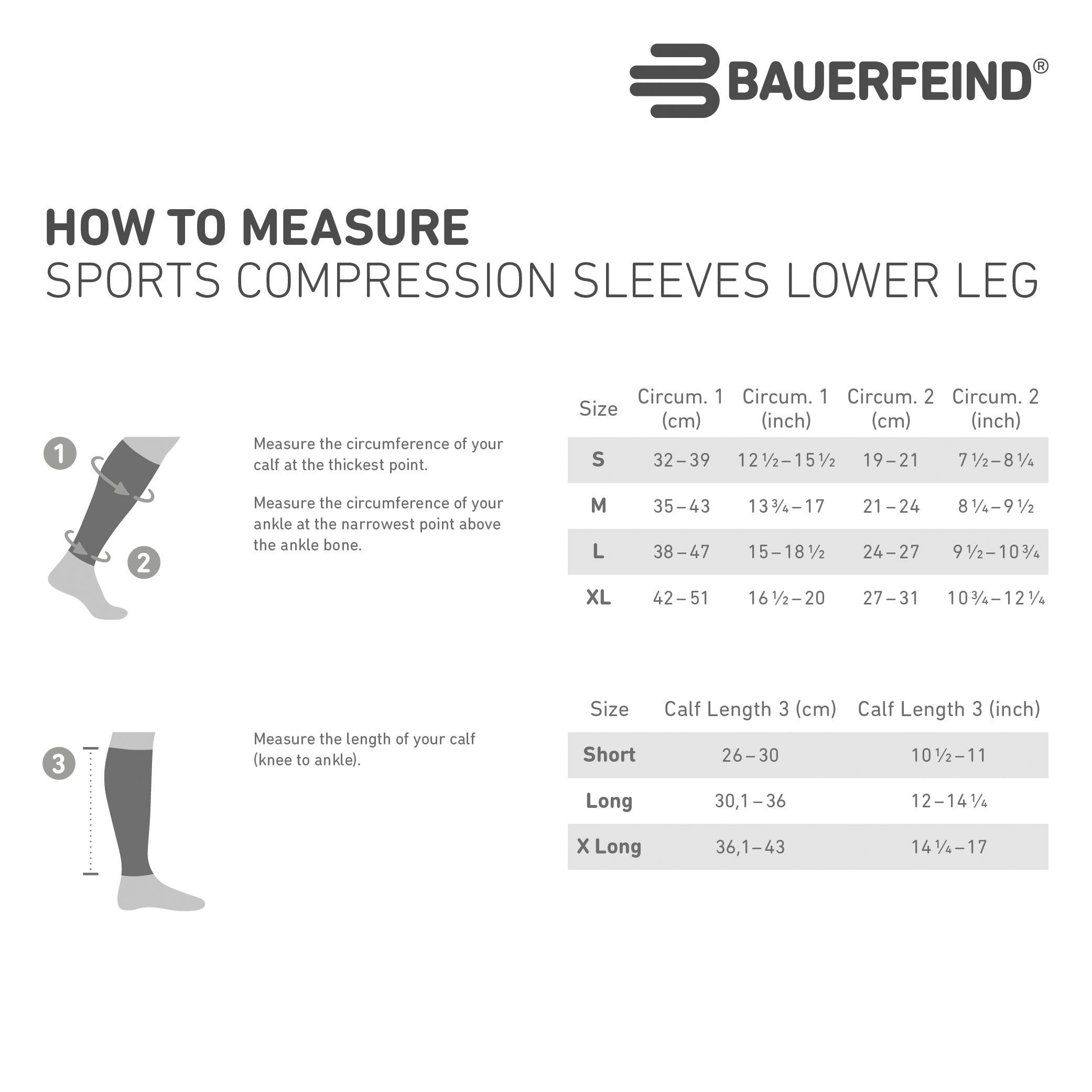 Bauerfeind Bandage Compression Sleeves Lower Leg, beidseitig tragbar, atmungsaktives Material