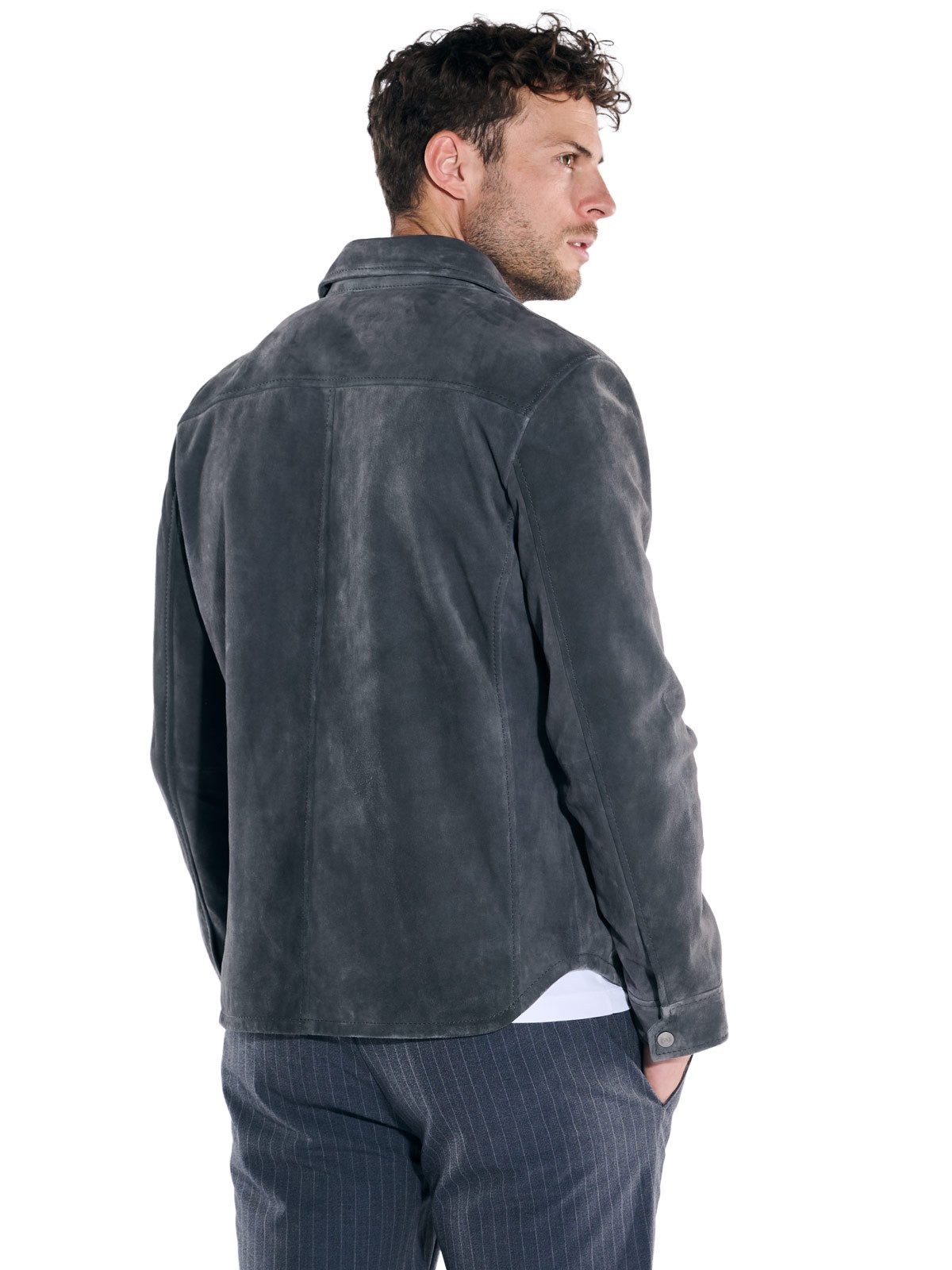 emilio adani Lederjacke Herren Lederjacke aus Veloursleder, Saphirblau – Bild 2 von 5