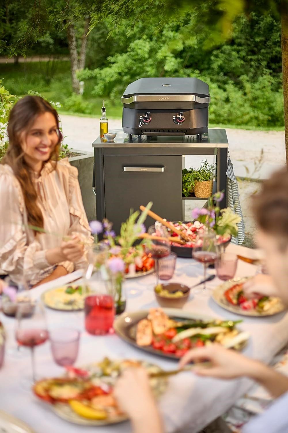 COZZE Elektrogrill COZZE Outdoor Tisch für Außenküchen 90 mit 4 robusten Rädern