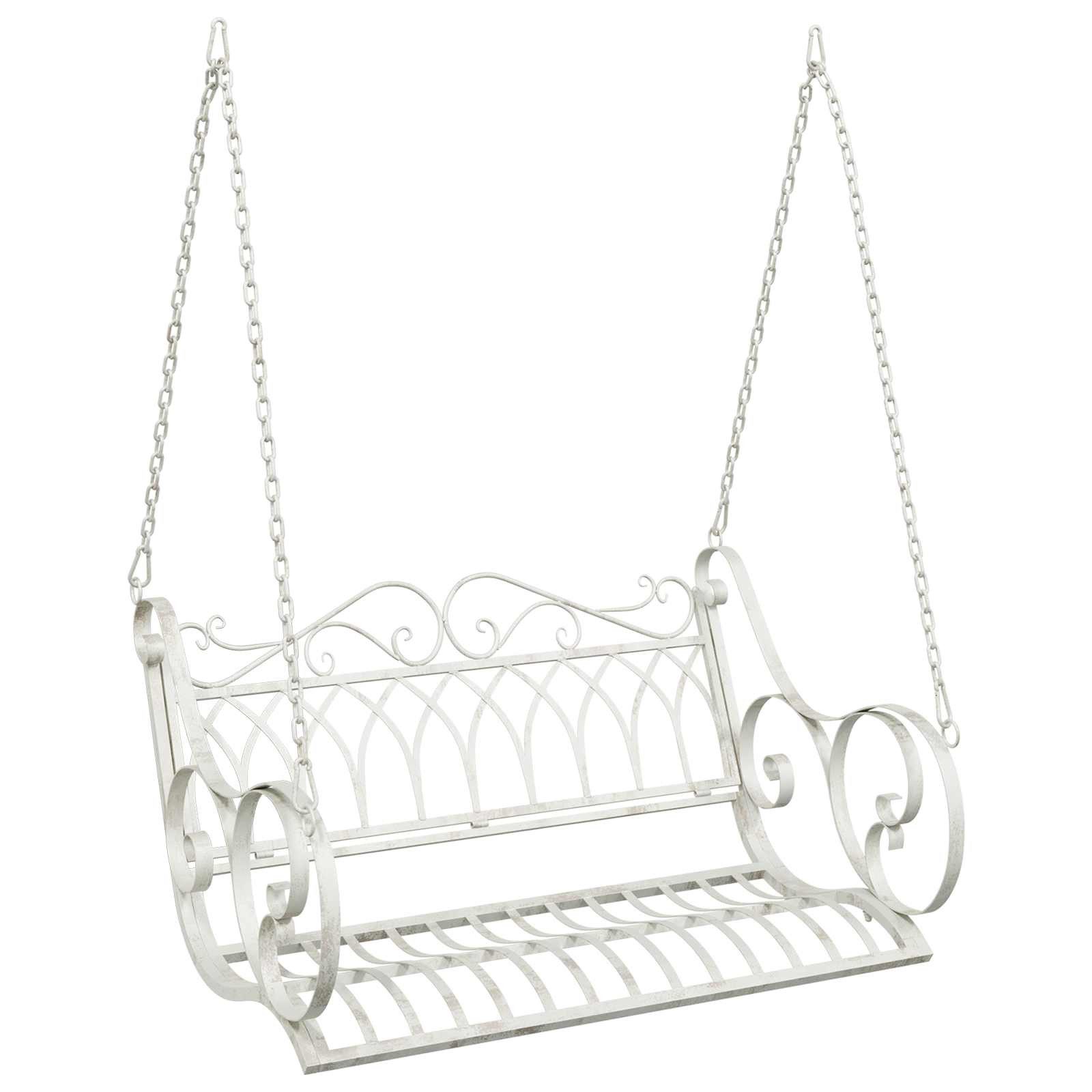 vidaXL Hollywoodschaukel 109 x 75 x 59 cm Schaukelbank Stahl 109x75x59 cm Antik Weiß ohne Geste