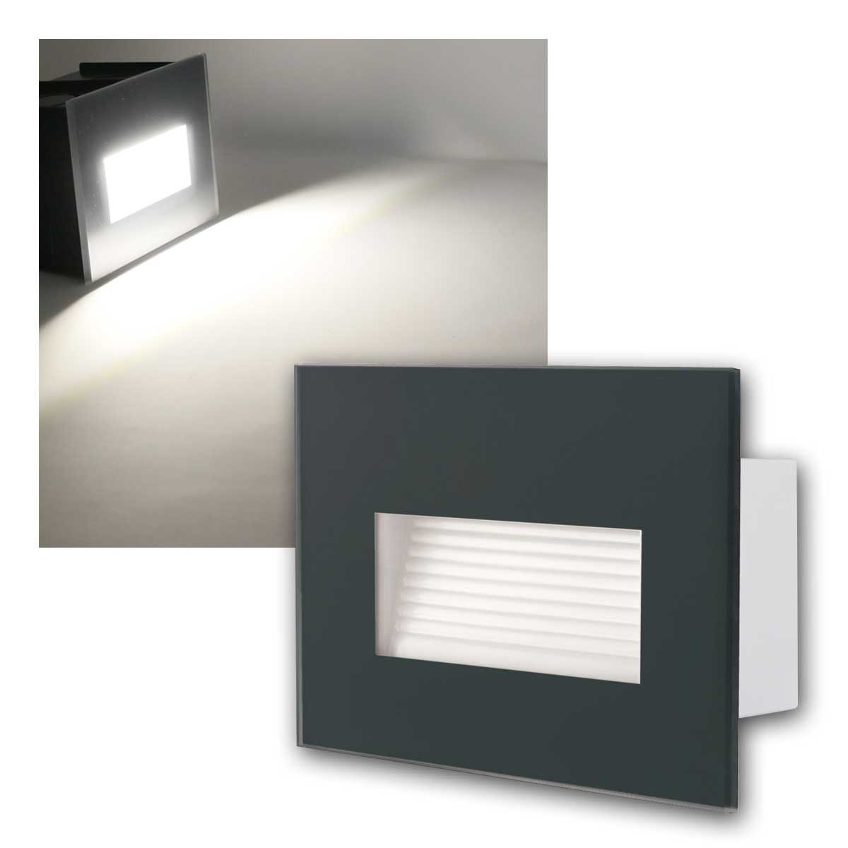 Kanlux LED Außen-Wandleuchte Außenleuchte/Wandeinbau GLASI anthraz, nw 3W 140lm, neutralweiß