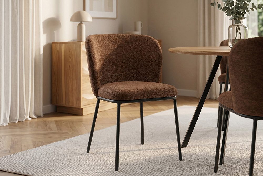riess-ambiente Esszimmerstuhl LYON braun - Chenille, Metall, Sitzschale, Komfort, dezent, scandi (Einzelartikel, 1 St), Retro trifft Modern - ideal für Wohn- und Esszimmer oder Küche