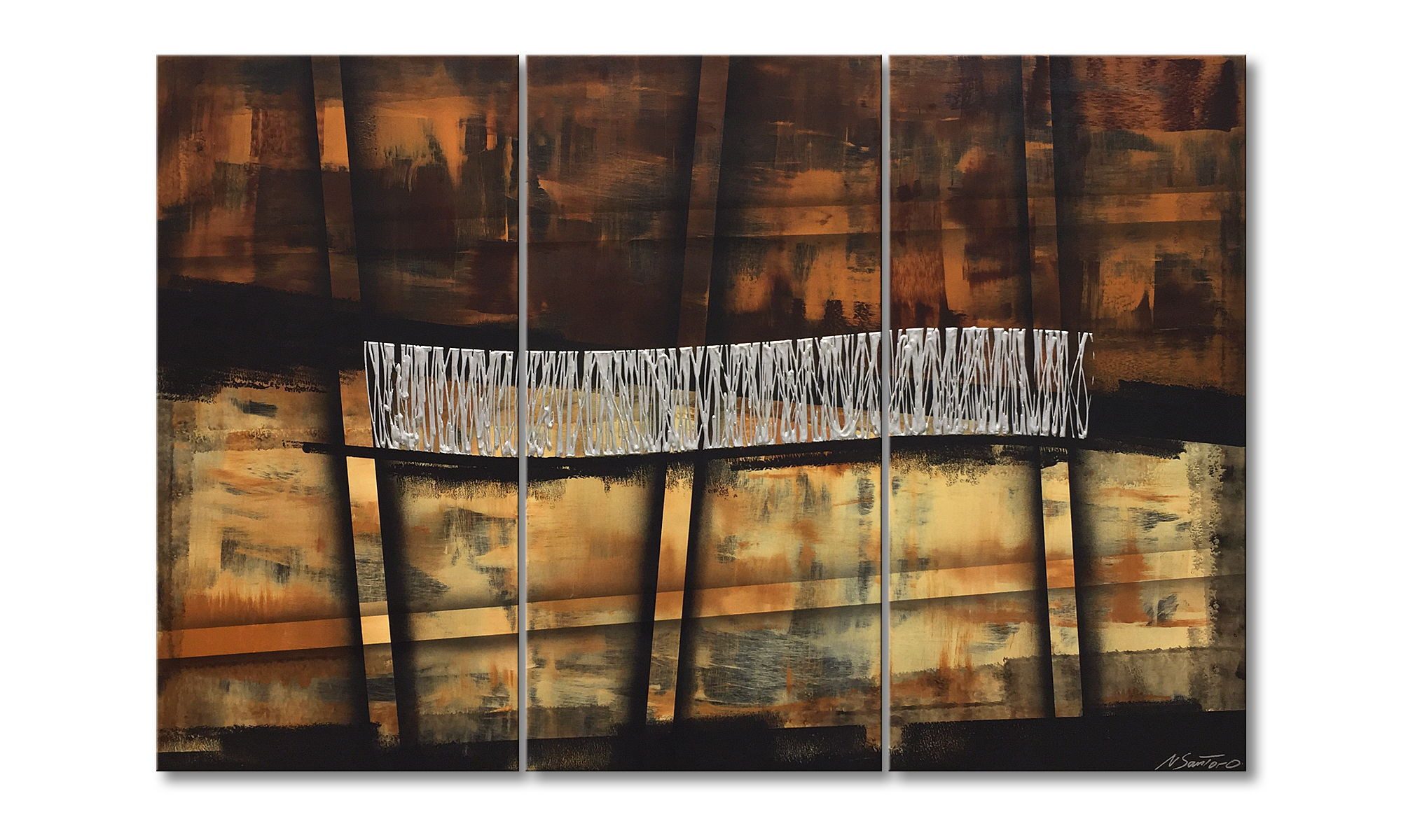 WandbilderXXL Gemälde Rainy Silver 150 x 100 cm, Abstraktes Gemälde, handgemaltes Unikat