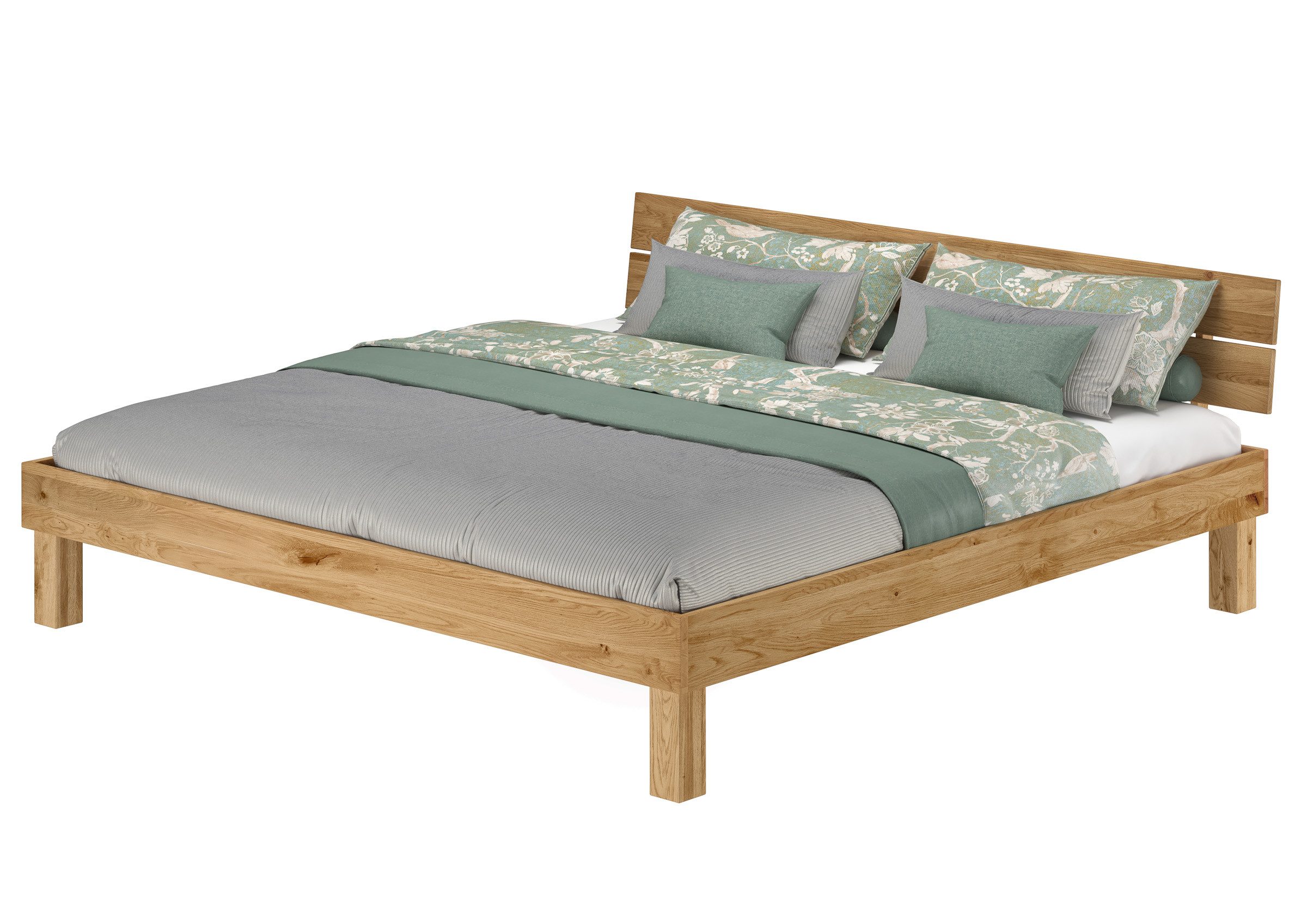 ERST-HOLZ Massivholzbett Kingsize Bett Massivholzbett Eichenbett Geölt 200 x 200 cm, Eiche geölt