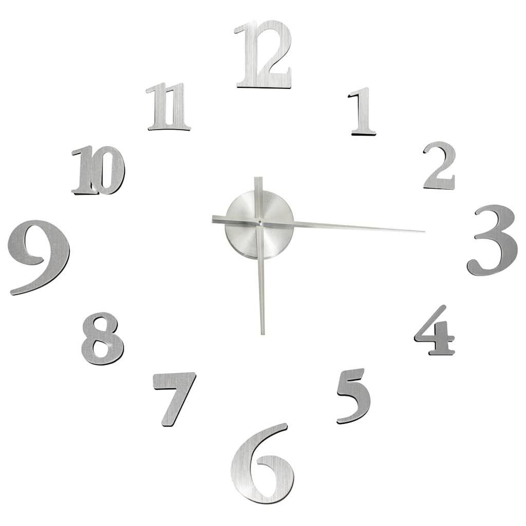 vidaXL Wanduhr 3D-Wanduhr Modernes Design Silbern 100 cm XXL