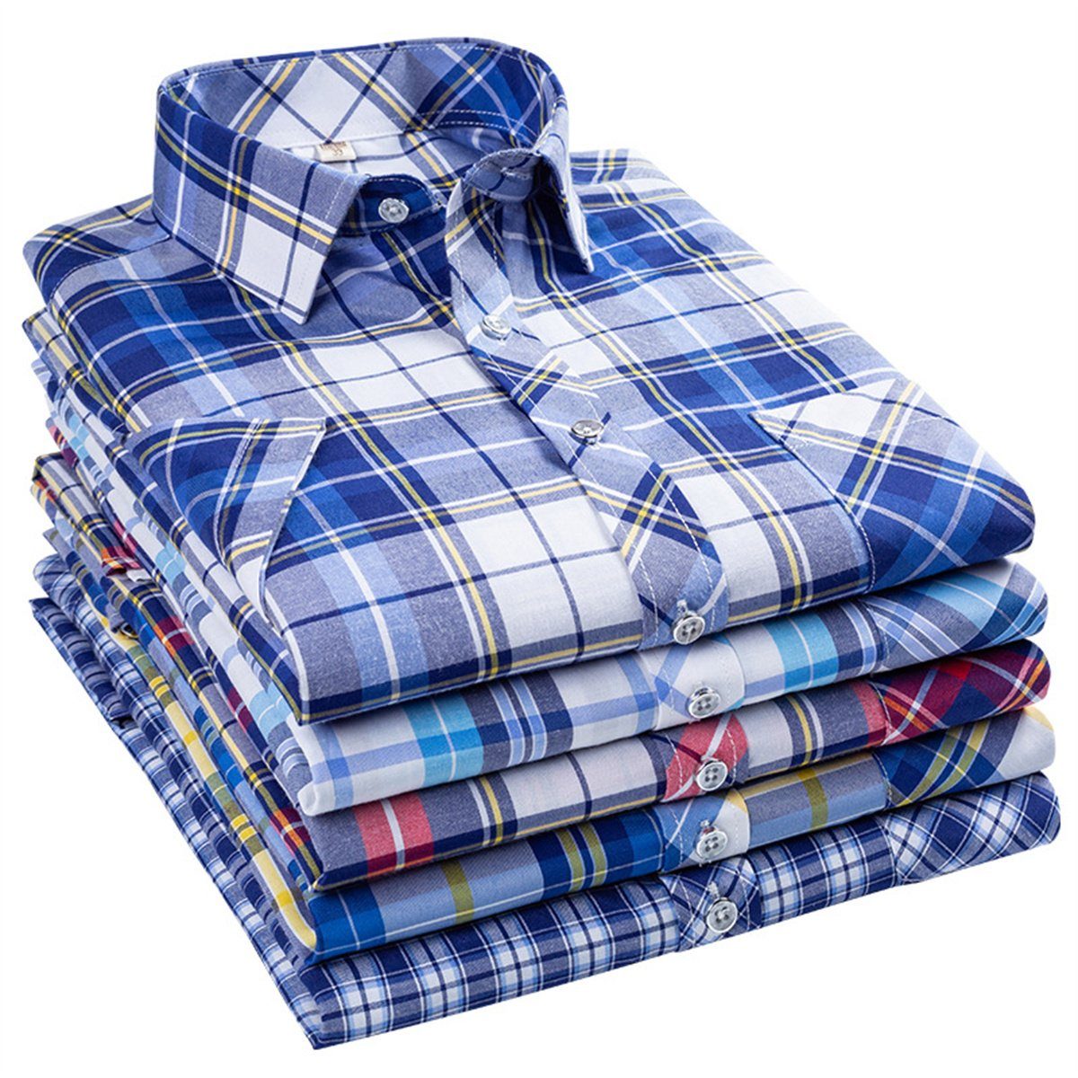 Discaver Trachtenhemd Herrenhemd, Passform, kurzärmlig, lässiges Popeline-Hemd reguläre Blau