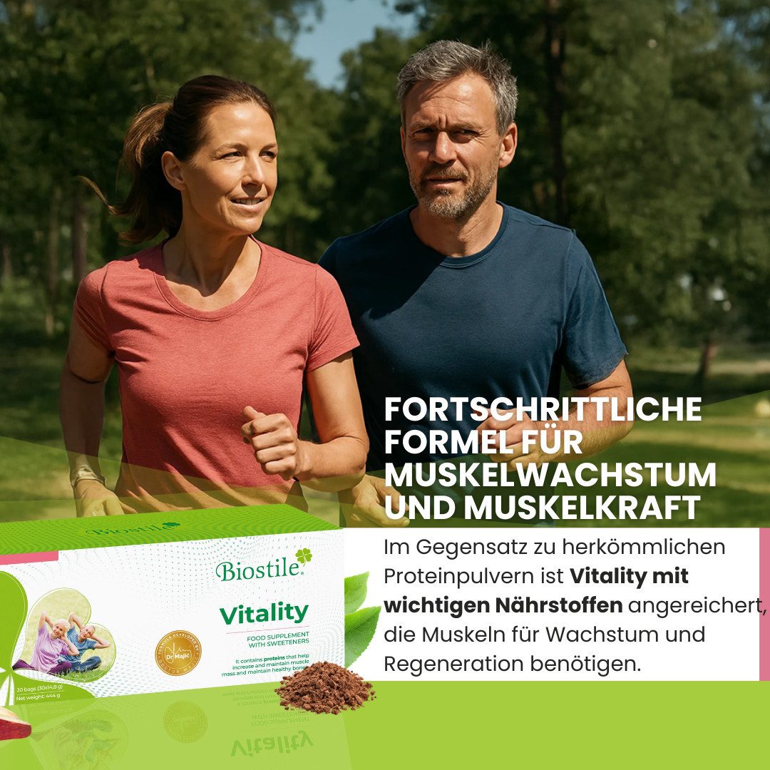 Biostile Protein Pulver mit Stevia für Muskeln und Knochenerhalt - Beutel, 444 g, Mit Inulin, Cremiger Geschmack, 444 g