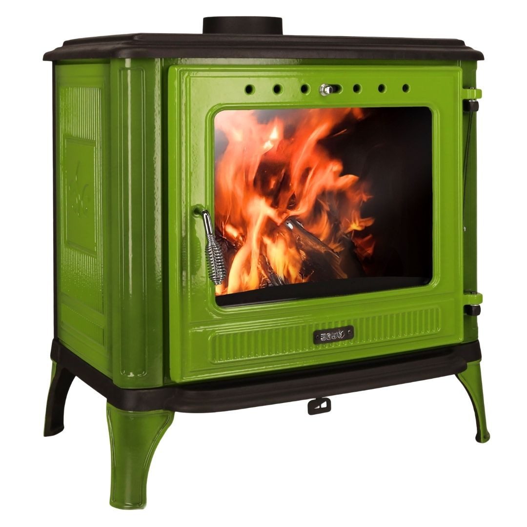 365 Kaminofen 365® Ferrox 75 grün emailliert 10,5 kW Gusseisen A+, 10,5 kW