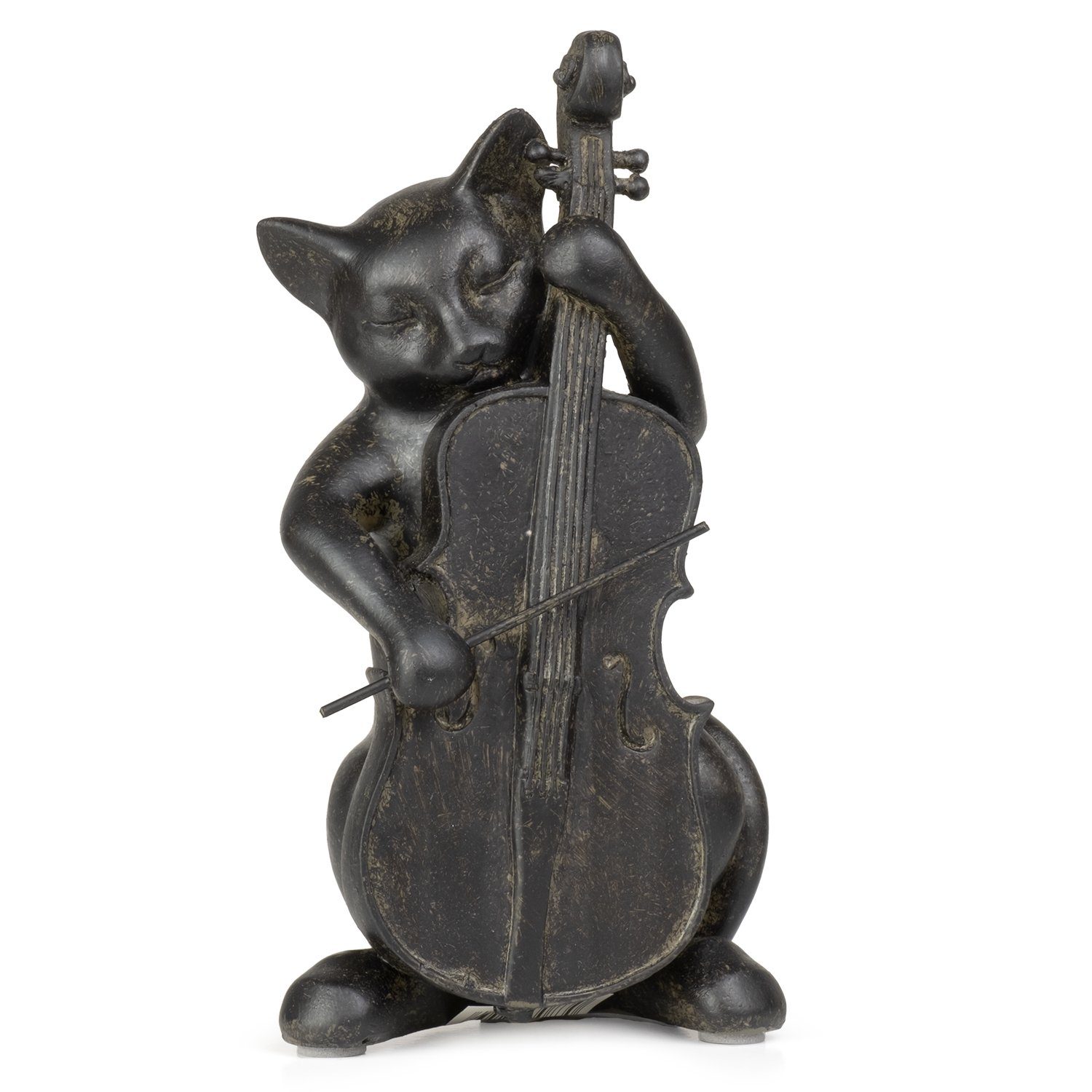 Moritz Dekofigur Deko-Figur Katze spielt Cello aus Polyresin schwarz Musikinstrument, Dekofigur aus Polyresin Dekoelement Dekoration Figuren