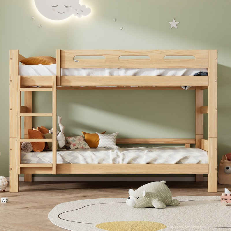 OKWISH Etagenbett Kinderbett Gästebett Holzbett (aufgeteilt in 2 Einzelbetten,stabiler Kiefernholzrahmen, 90x200cm), ohne Matratze