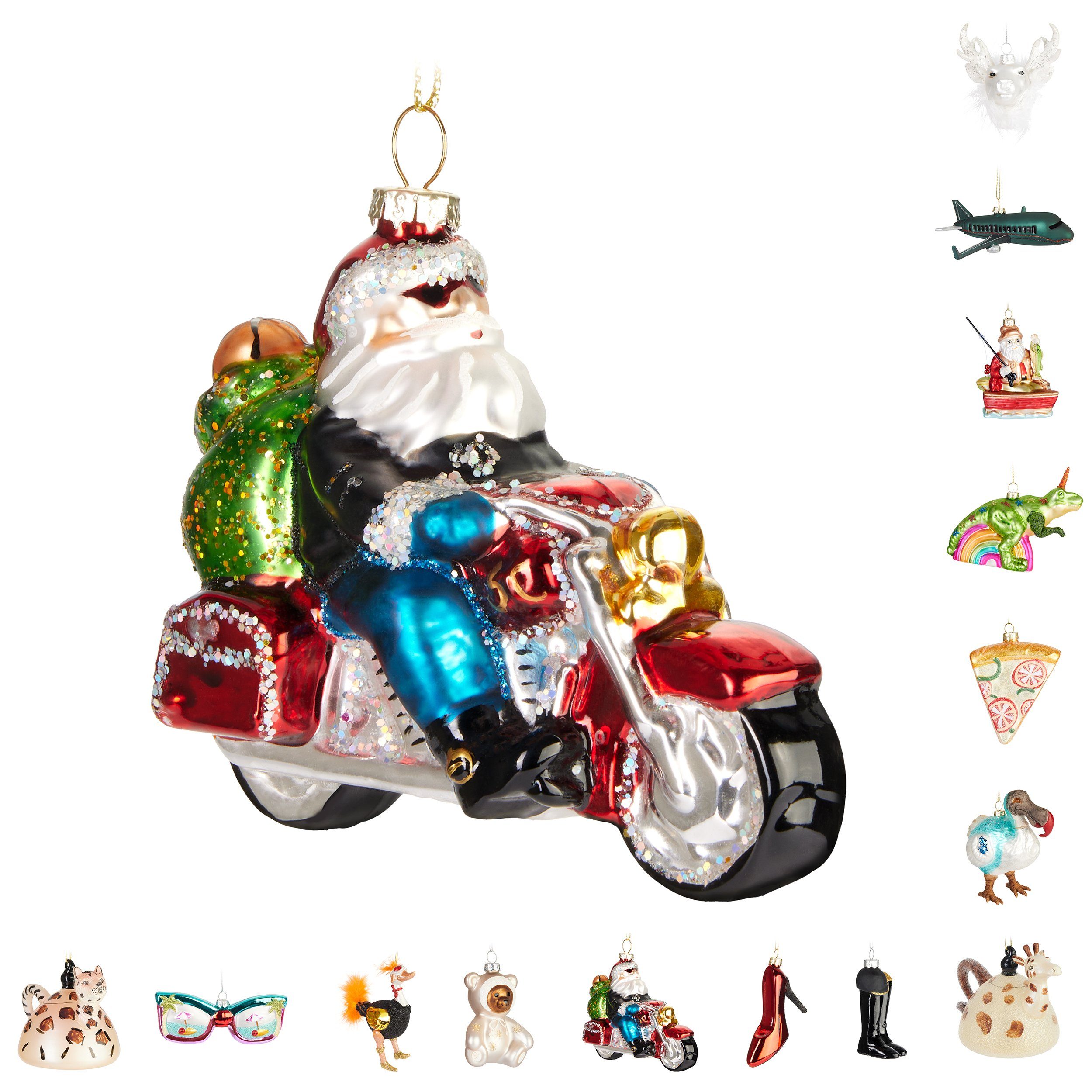 BRUBAKER Weihnachtsbaumkugel Lustige Weihnachtskugel aus Glas - Handbemalt und Mundgeblasen Figuren (1 St), Christbaumschmuck Weihnachtsdeko Anhänger - Deko