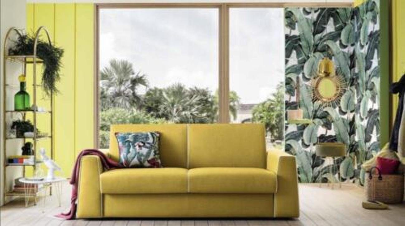 JVmoebel 3-Sitzer Design Wohnzimmer Gelb Sofa 3 Sitzer Alfitalia Stoff Couch, Made in Europe