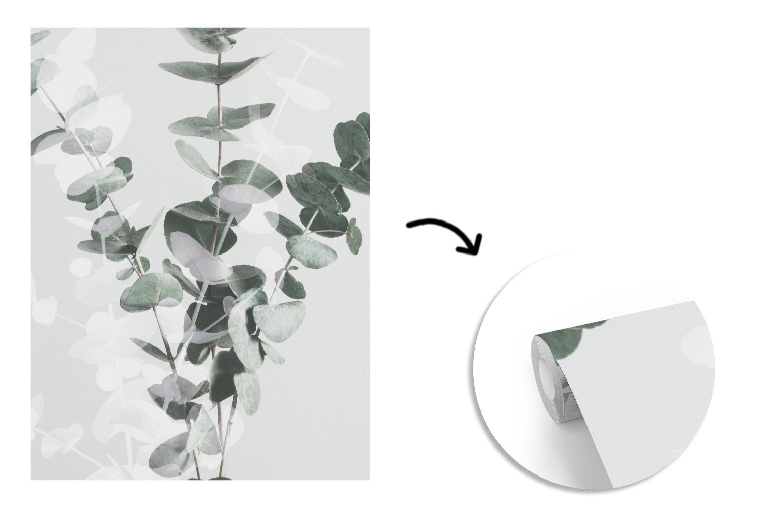 MuchoWow Fototapete Natur Matt, - Pflanzen - Vinyl Grün St), Tapete für bedruckt, Montagefertig Wohnzimmer, Wandtapete Blätter, - (4