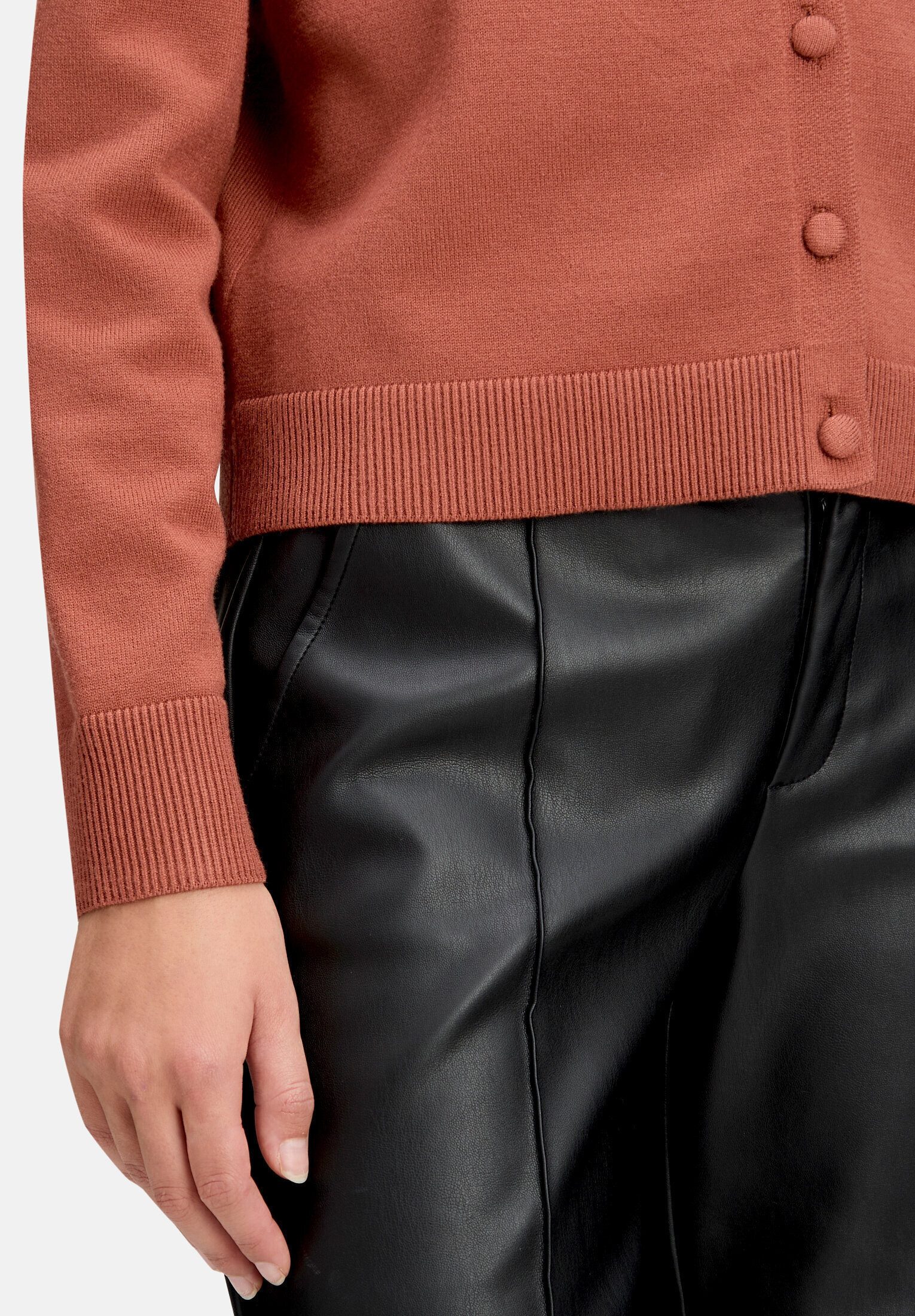 Cartoon Strickjacke Damen mit Rundhalsausschnitt (1-tlg)