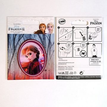 Disney Aufnäher Bügelbild, Aufbügler, Applikationen, Patches, Flicken, zum aufbügeln, Polyester, Frozen – Die Eiskönigin Anna oval   - Größe: 5,2 x 7,2 cm