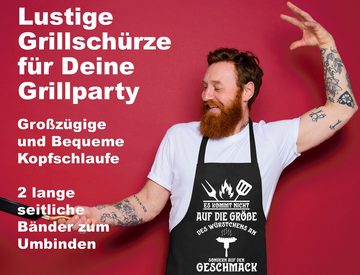 Soreso® Grillschürze Es kommt nicht auf die Größe an Grillschürze Männer lustig Schürze, (Set, 1 x Schürze, 1 x Urkunde)