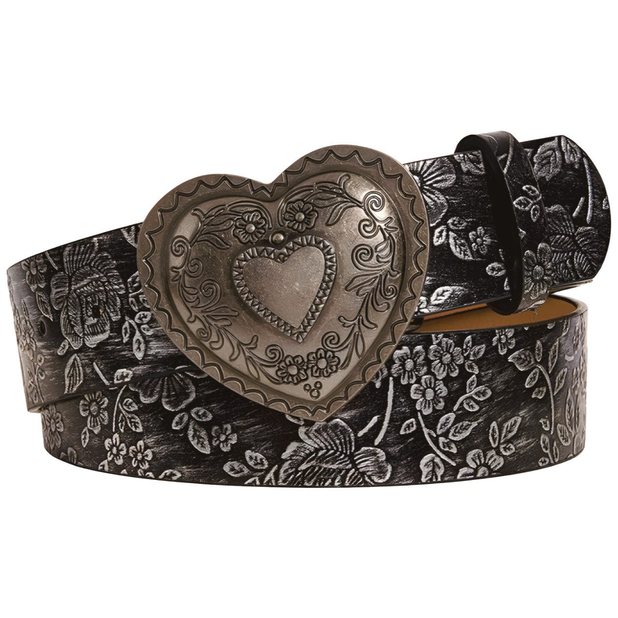 Ware aus aller Welt Koppelgürtel Modischer Damengürtel mit Metallschnalle floralem Western Muster