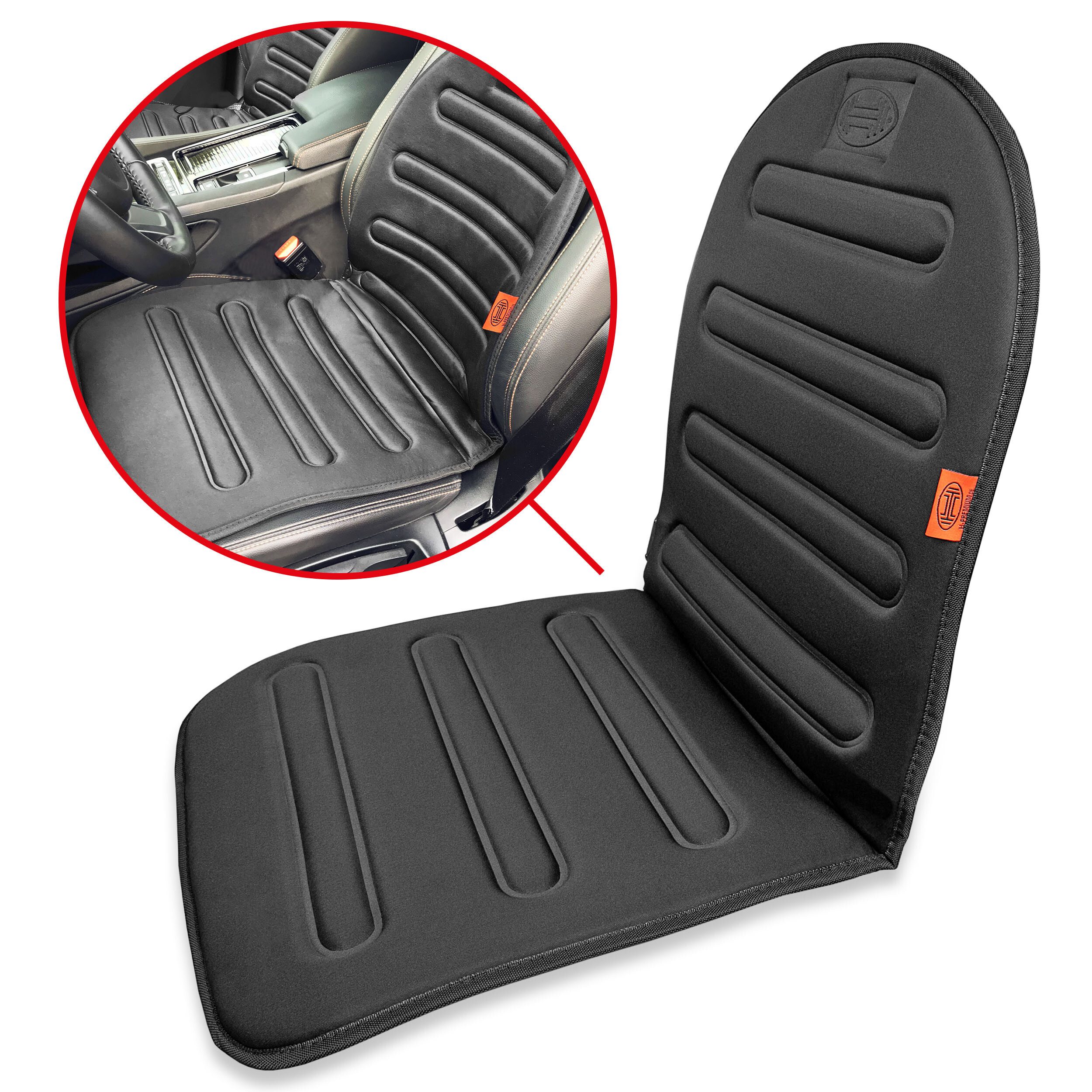 HEYNER Autositzauflage Auto-Sitzauflage schwarz 12 V für Zigarettenanzünder für Vordersitz, 1-tlg. – Bild 2 von 5