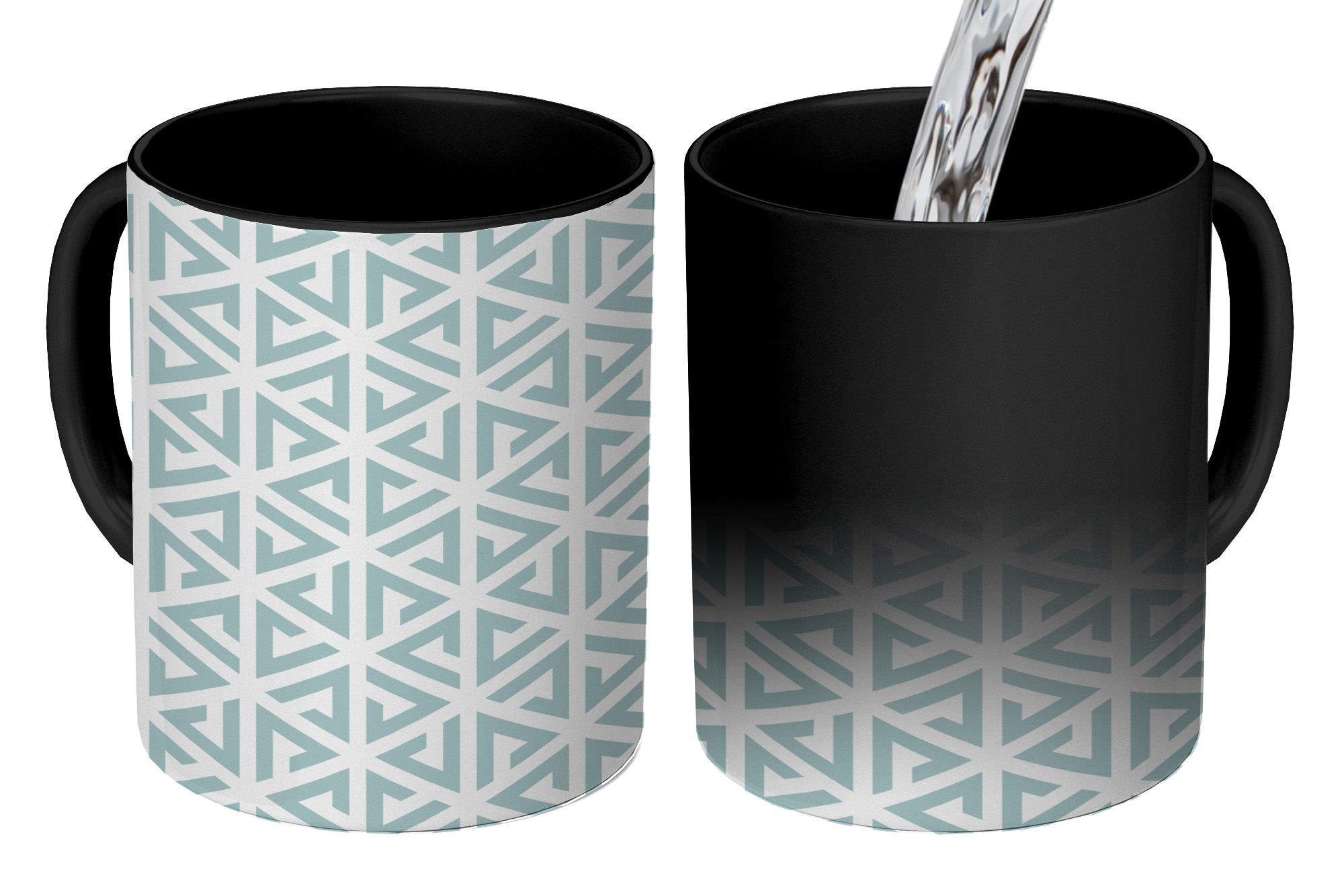MuchoWow Tasse Design - Geometrie - Muster - Dreieck, Keramik, Farbwechsel, Kaffeetassen, Teetasse, Zaubertasse, Geschenk