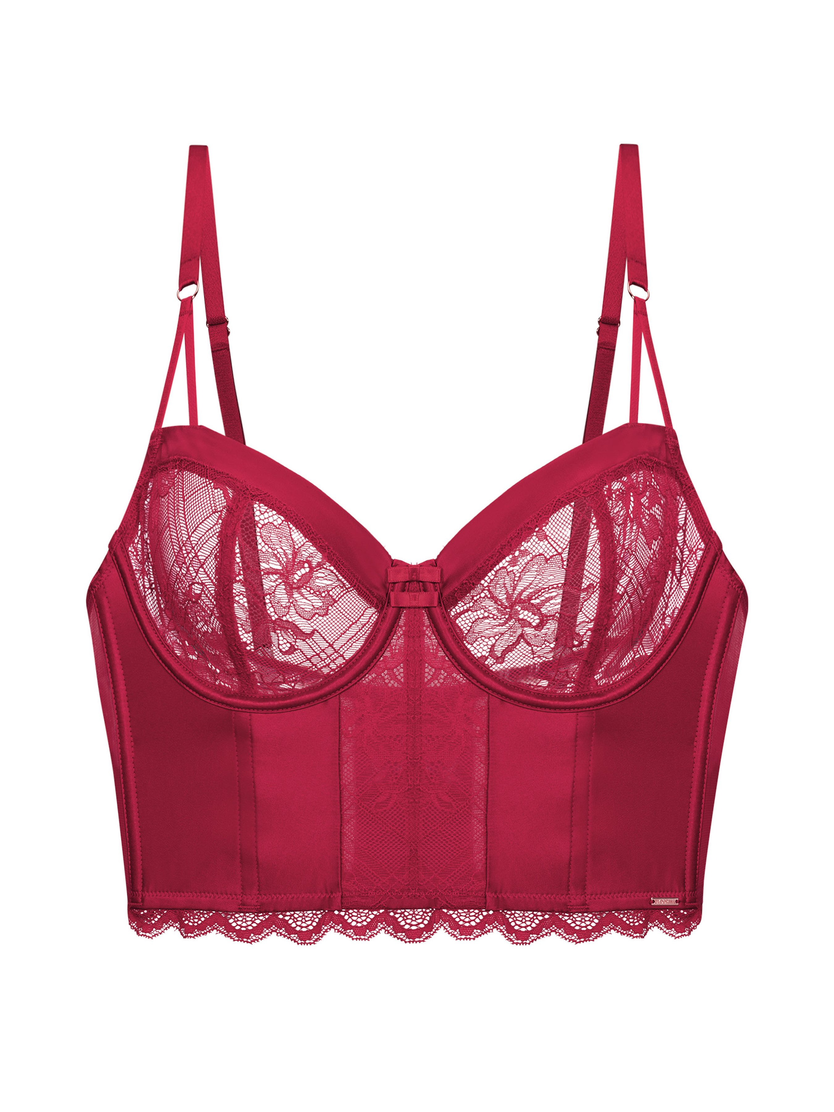 Dorina Bustier Hasina mit zarter Spitze und glänzendem Satin, verstellbare Träger