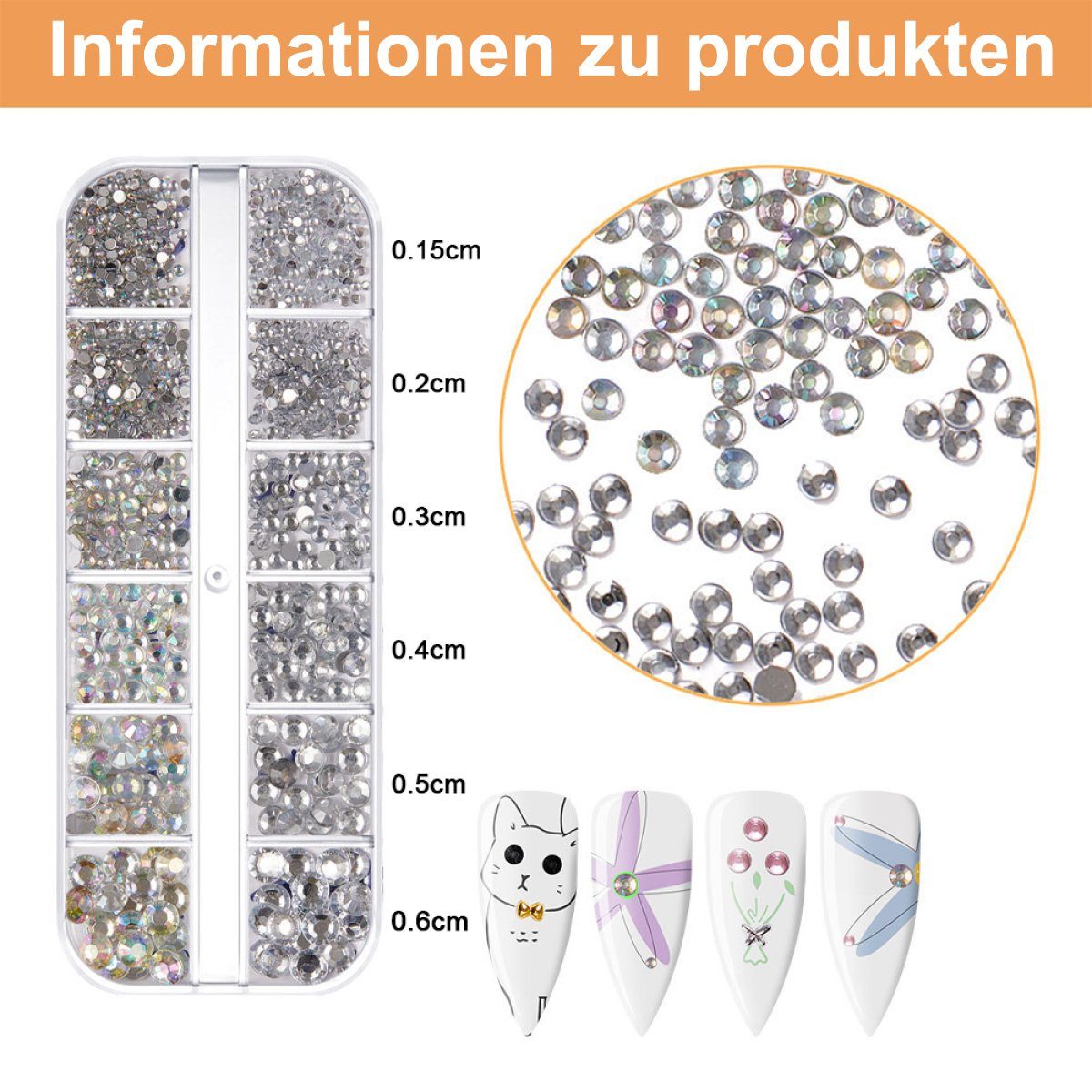 Sätze Stil 3 DIY Zubehör Mehrfarbig(STIL2) Nail Art Nageldesign für Juoungle Nägel/Handwerk, Strasssteine Strass 2