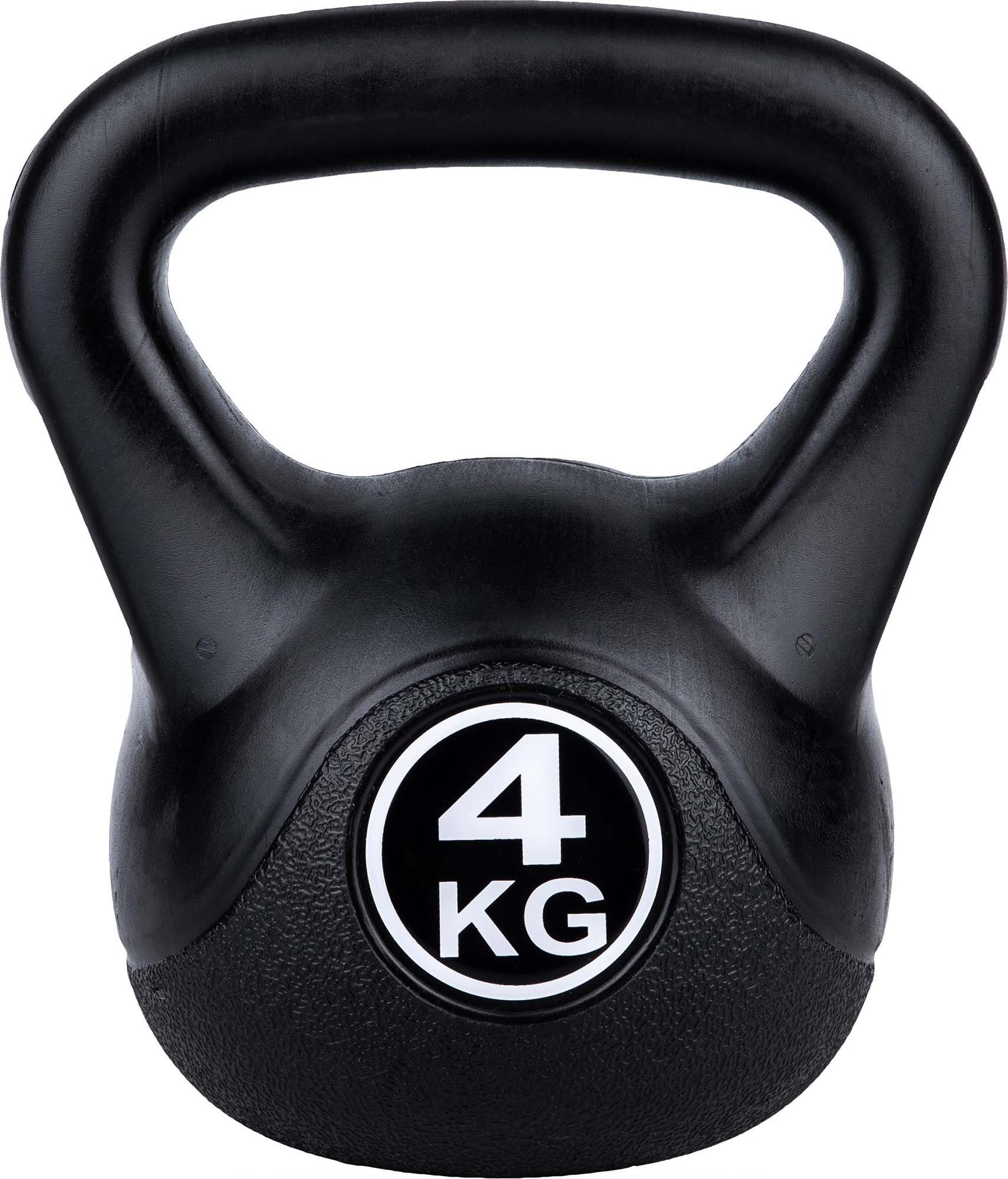 Fitforce Kettlebell Fitforce Kettlebell schwarz Kugelhantel 4kg 6kg 8kg 12kg, Kunststoff Hülle, Zementfüllung