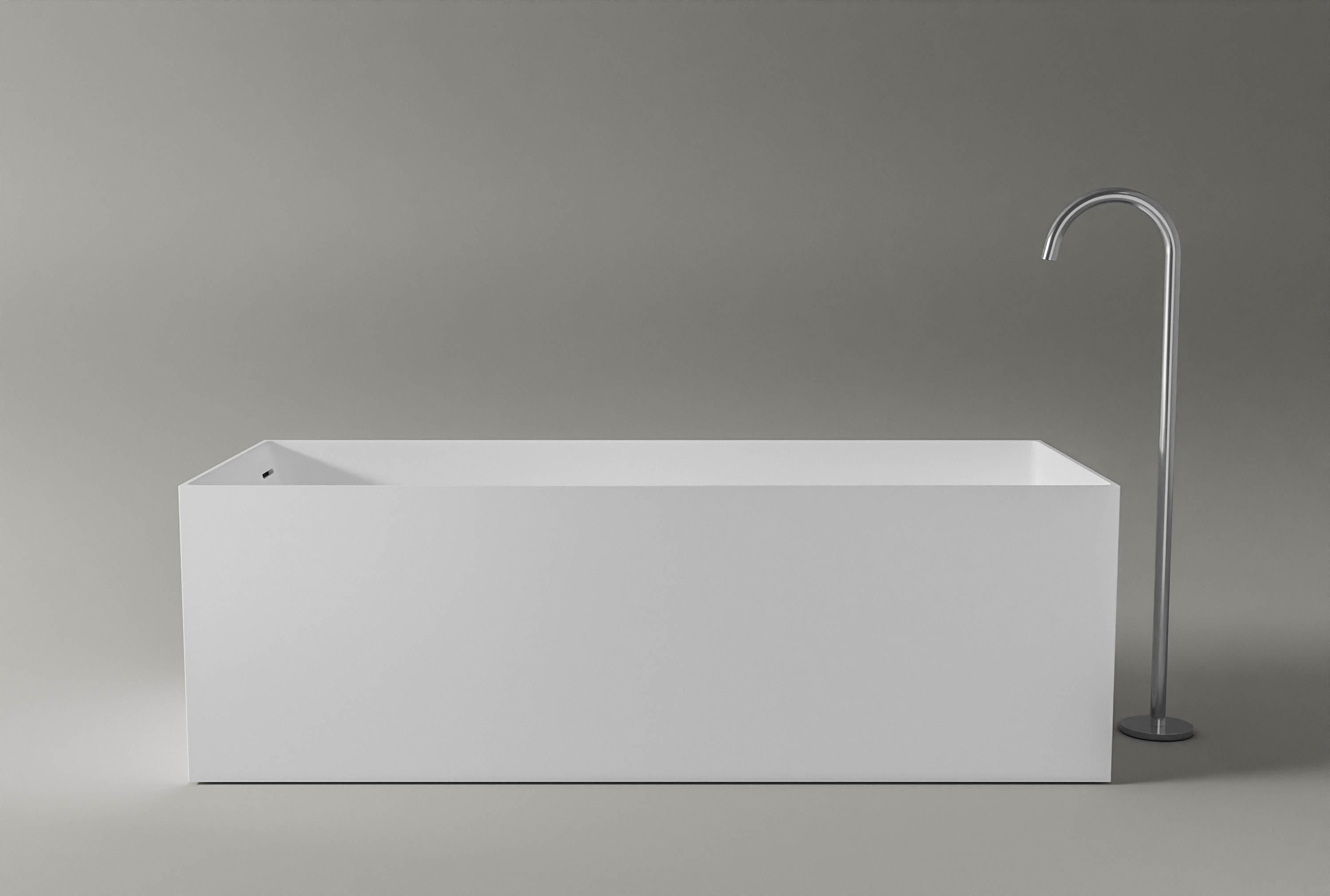 Bernstein Badewanne LUNA STONE 170 x 72 cm, Freistehende Badewanne Mineralguss matt eckig