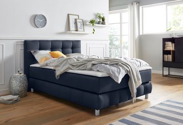 andas Boxspringbett Salo XXL, in Samtoptik oder Struktur, 6 Breiten in Überlänge 220cm, 4 Härtegrade