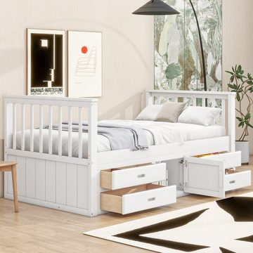 OKWISH Kinderbett Stauraumbett mit Schubladen (mit Stauschrank 90x200 cm), ohne Matratze