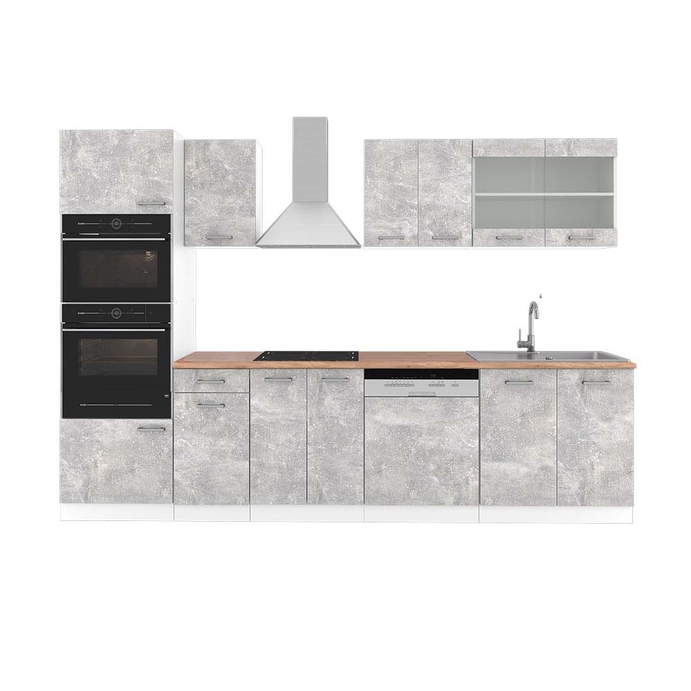 Vicco Küchenzeile R-Line, Beton/Weiß, 300 cm günstig online kaufen