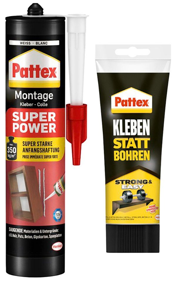 Kleben Super statt Montagekleber Bohren, und Pattex (Set, Montage 2-tlg)