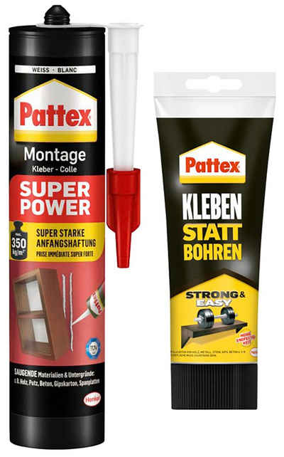 Pattex Montagekleber »Super Montage und Kleben statt Bohren«, (Set, 2-tlg)