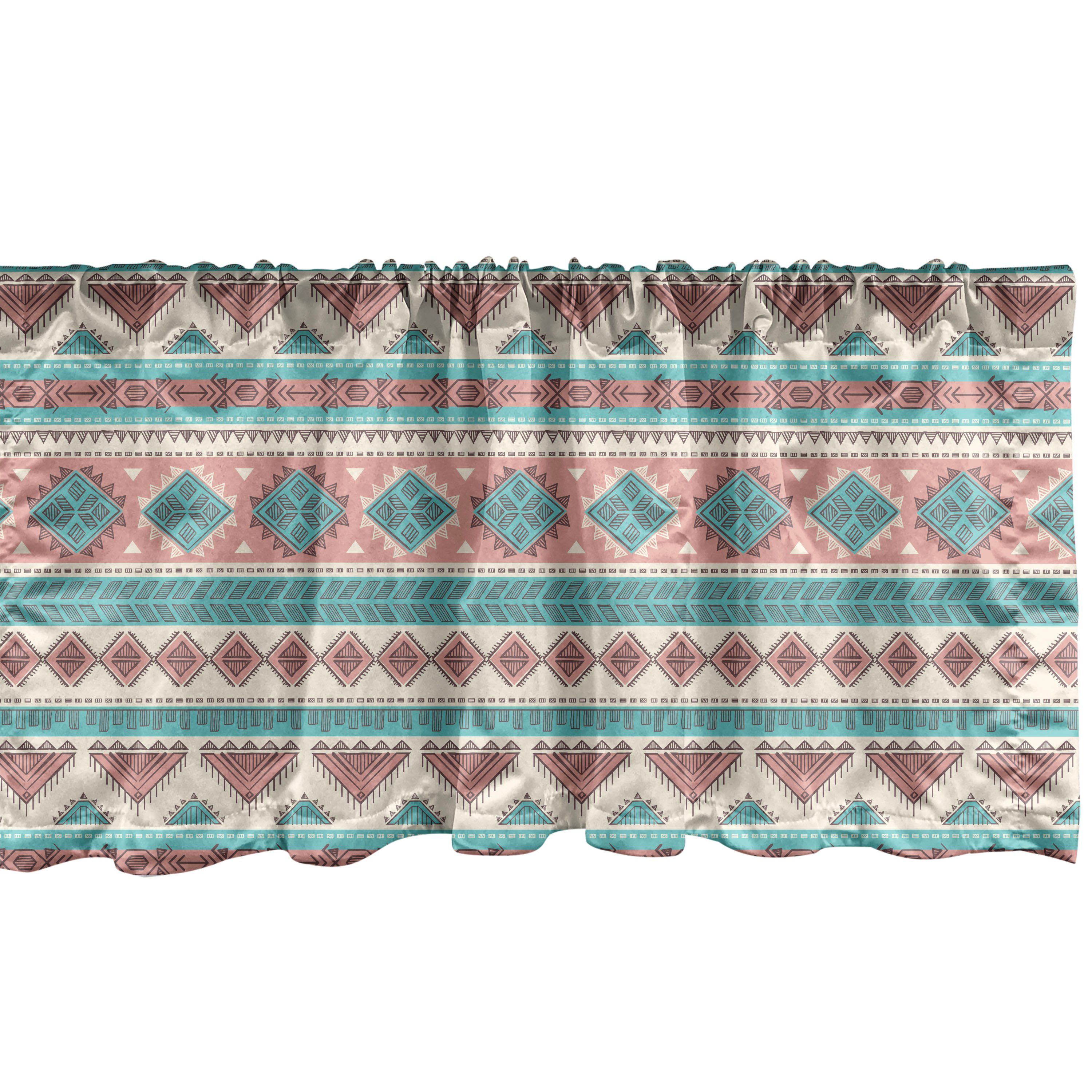 Scheibengardine Vorhang Volant für Küche Schlafzimmer Dekor mit Stangentasche, Abakuhaus, Microfaser, Stammes Aztec Art Style