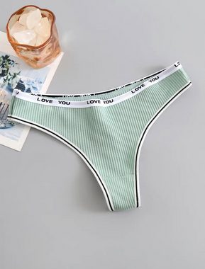 denu-shop Tanga Sport-Tangas ohne Nähte Damenunterwäsche Lingerie Unterhose (Set, 6-St., 6er-Pack) mit Schriftzug auf dem Bund