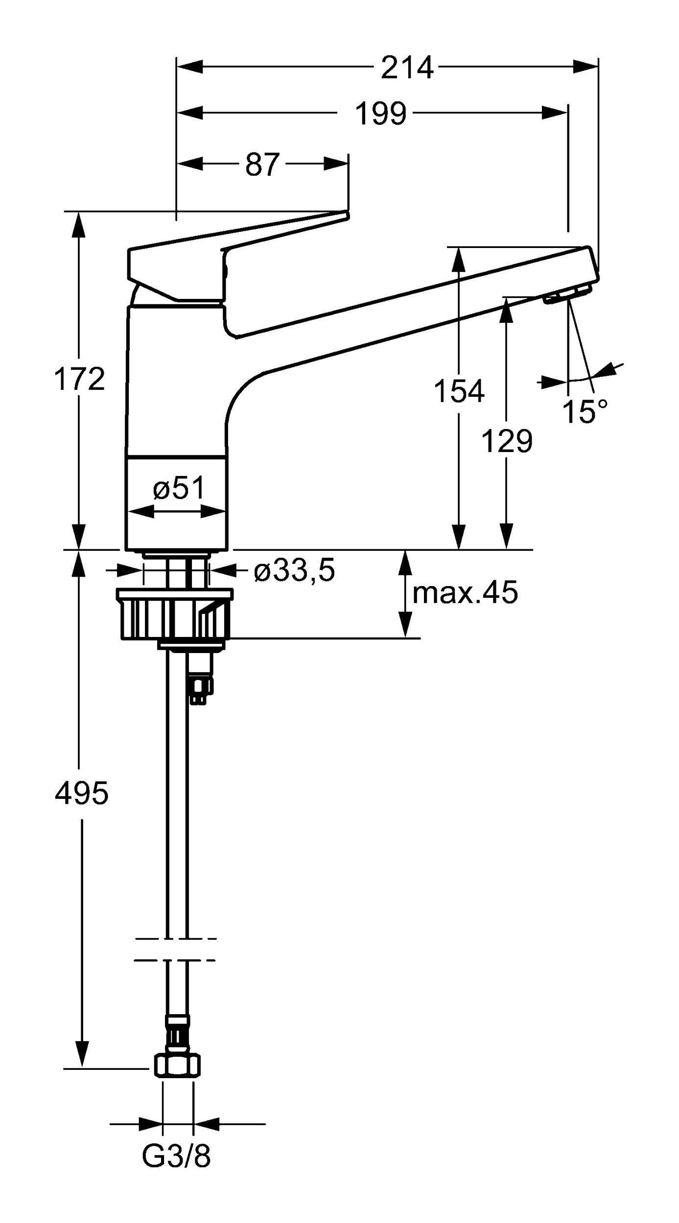 199 Spültisch-Einhand-Einlochbatterie Ausladung Rapid-Montagesystem Küchenarmatur HANSA mm Hansatwist