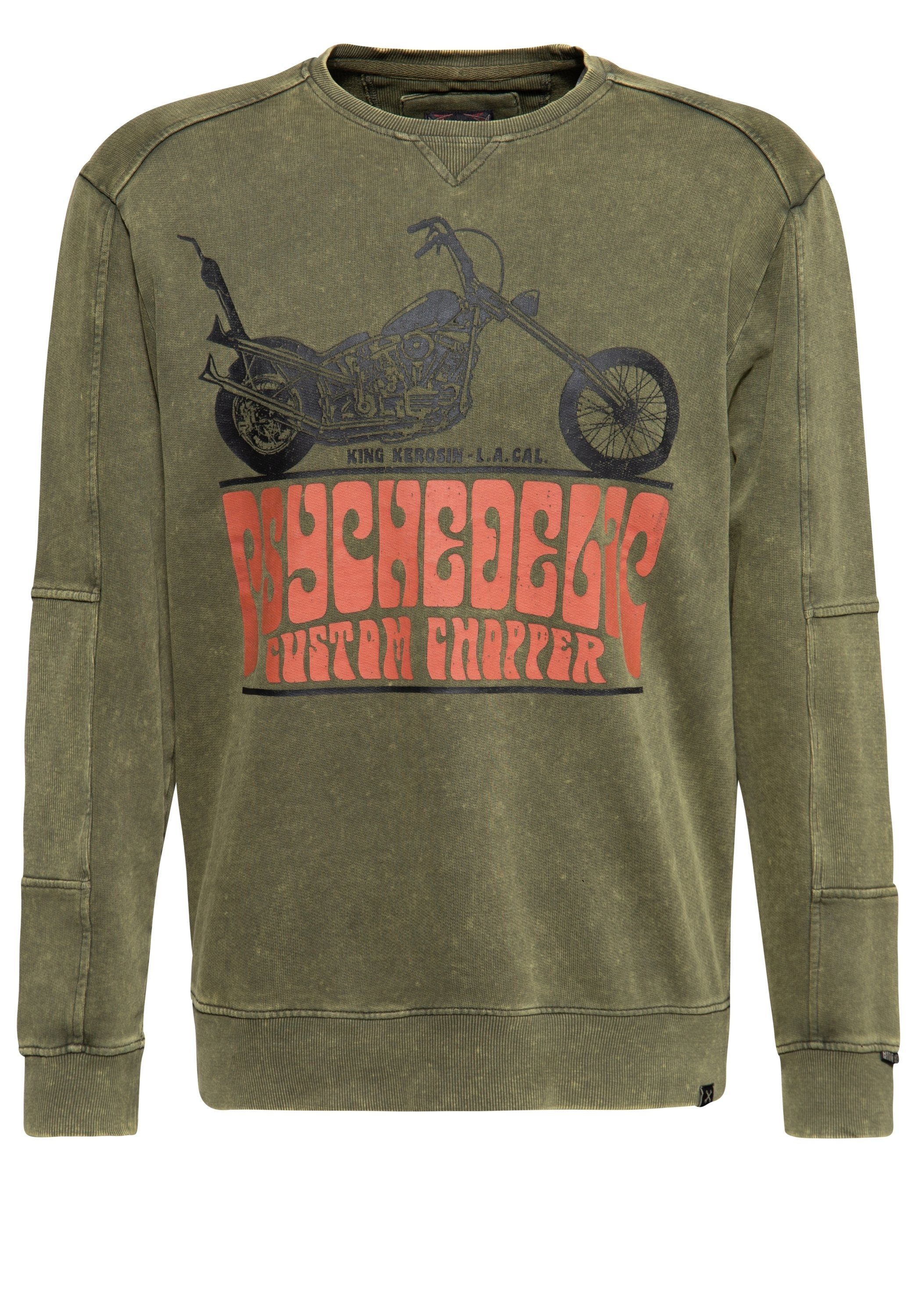 KingKerosin Strickpullover Psychedelic Custom Chopper mit Frontprint