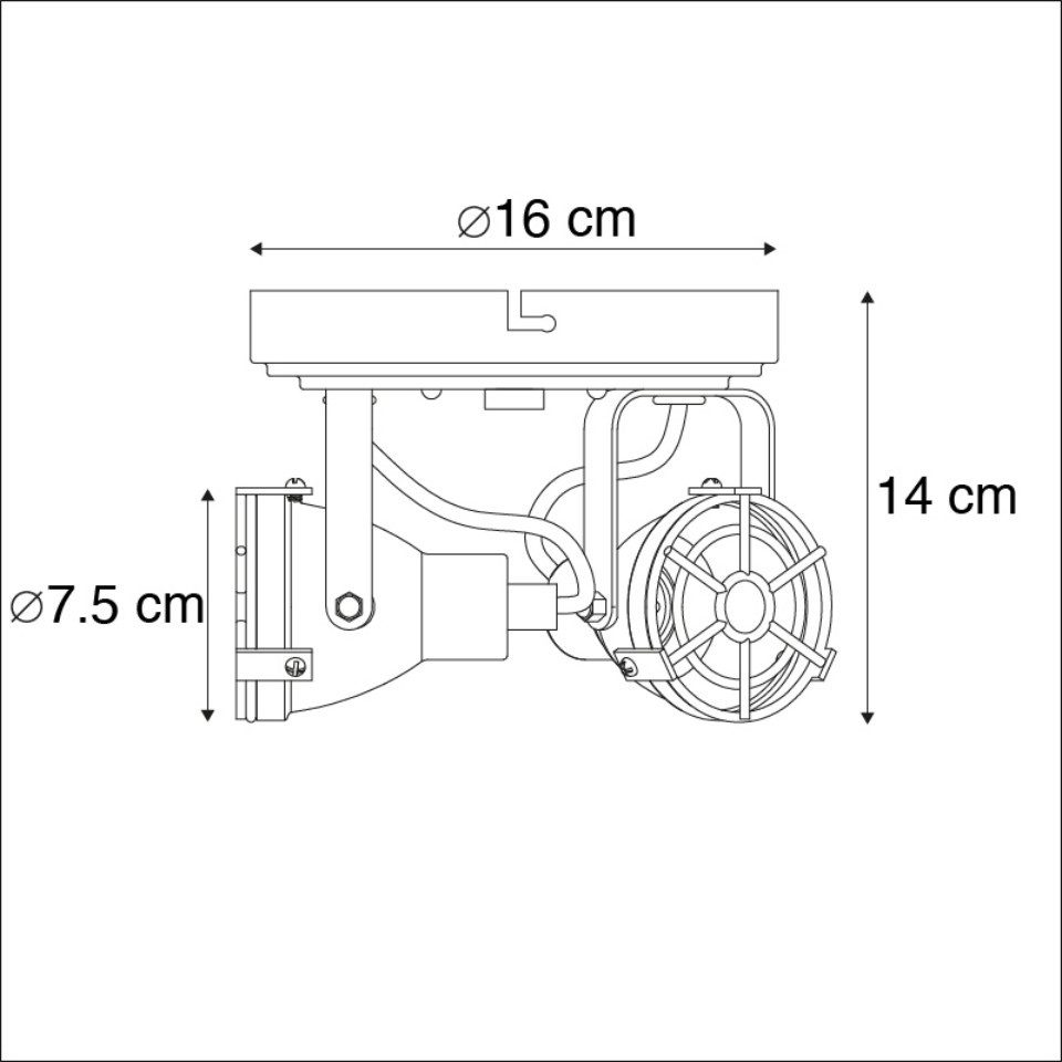 Qazqa LED Aufbaustrahler Sorra, ohne Leuchtmittel, Warmweiß, QAZQA Aufbau­spot, gu10, Rostbraun, Stahl, Industrie